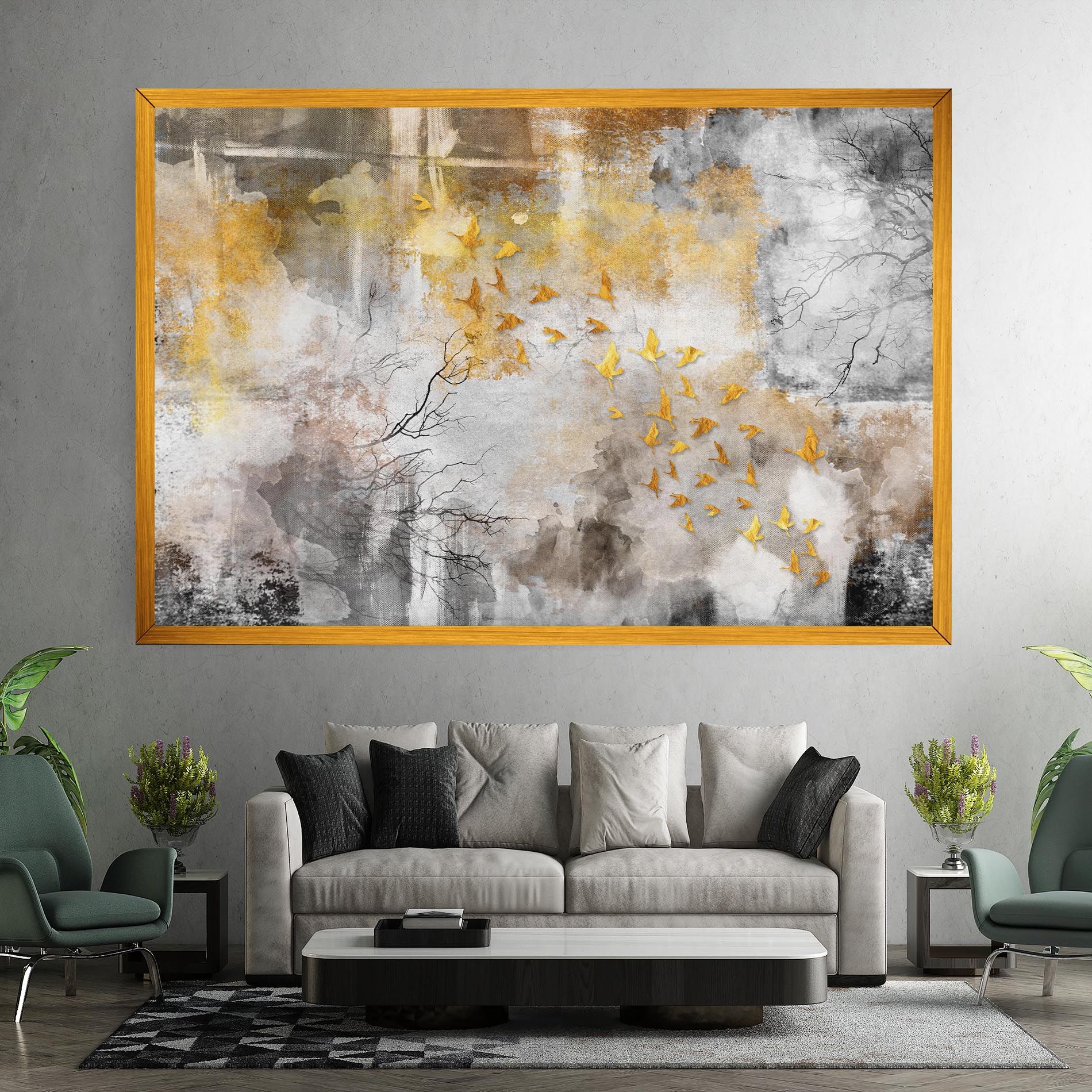 Gold Birds Flying mockup 7