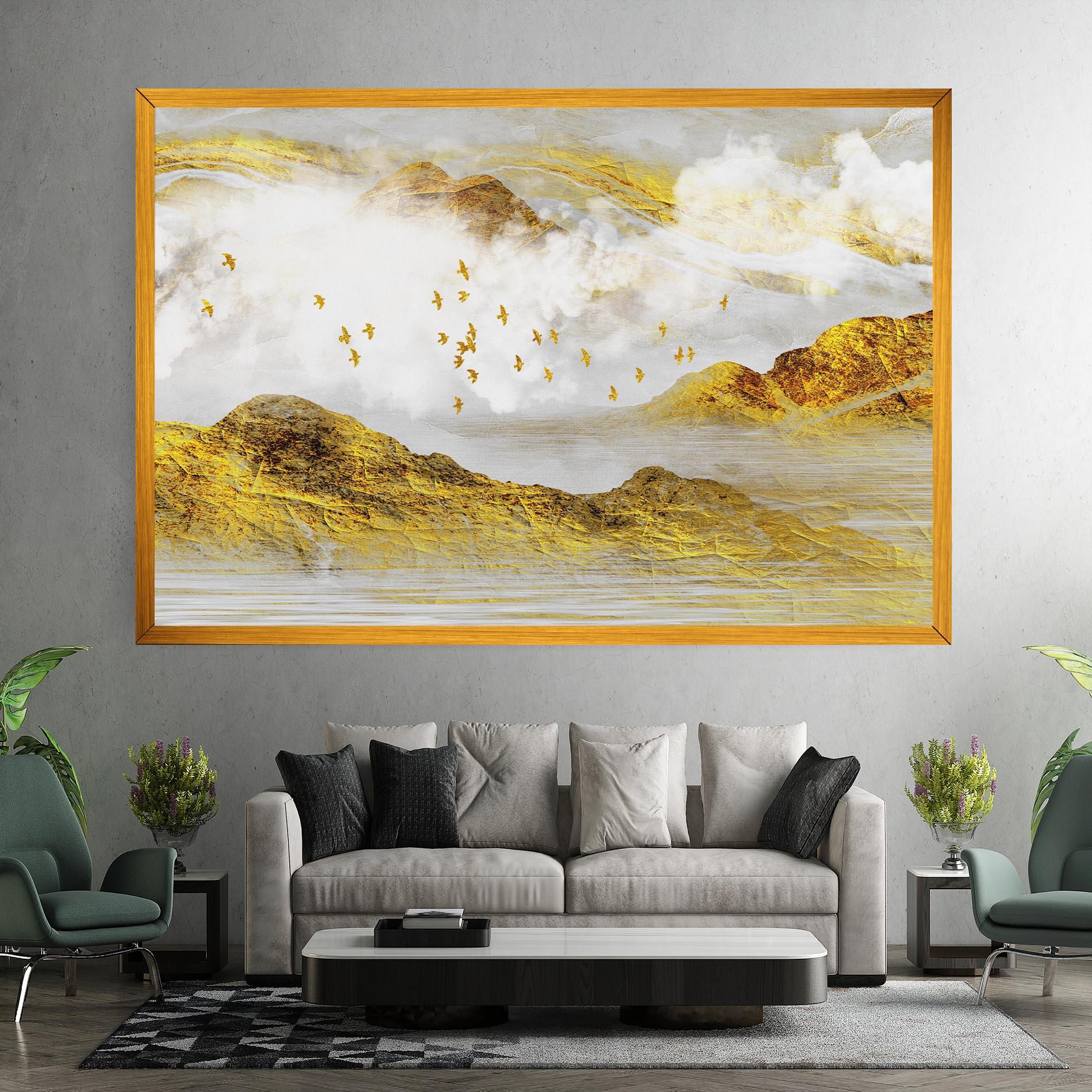 Картина на платно Gold Mountains Abstract mockup 7