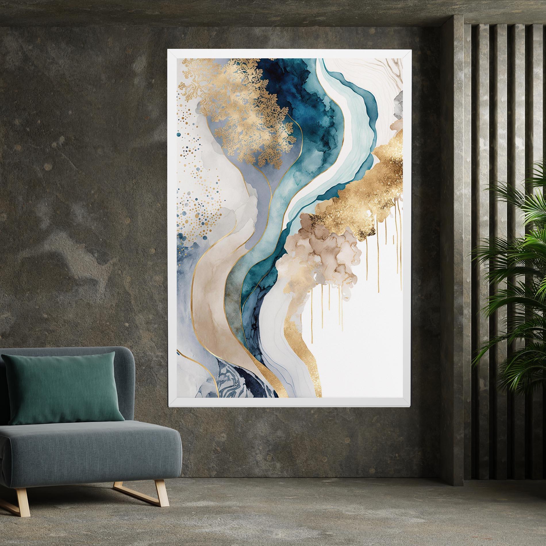 Картина на платно Light Blue Waves mockup 7