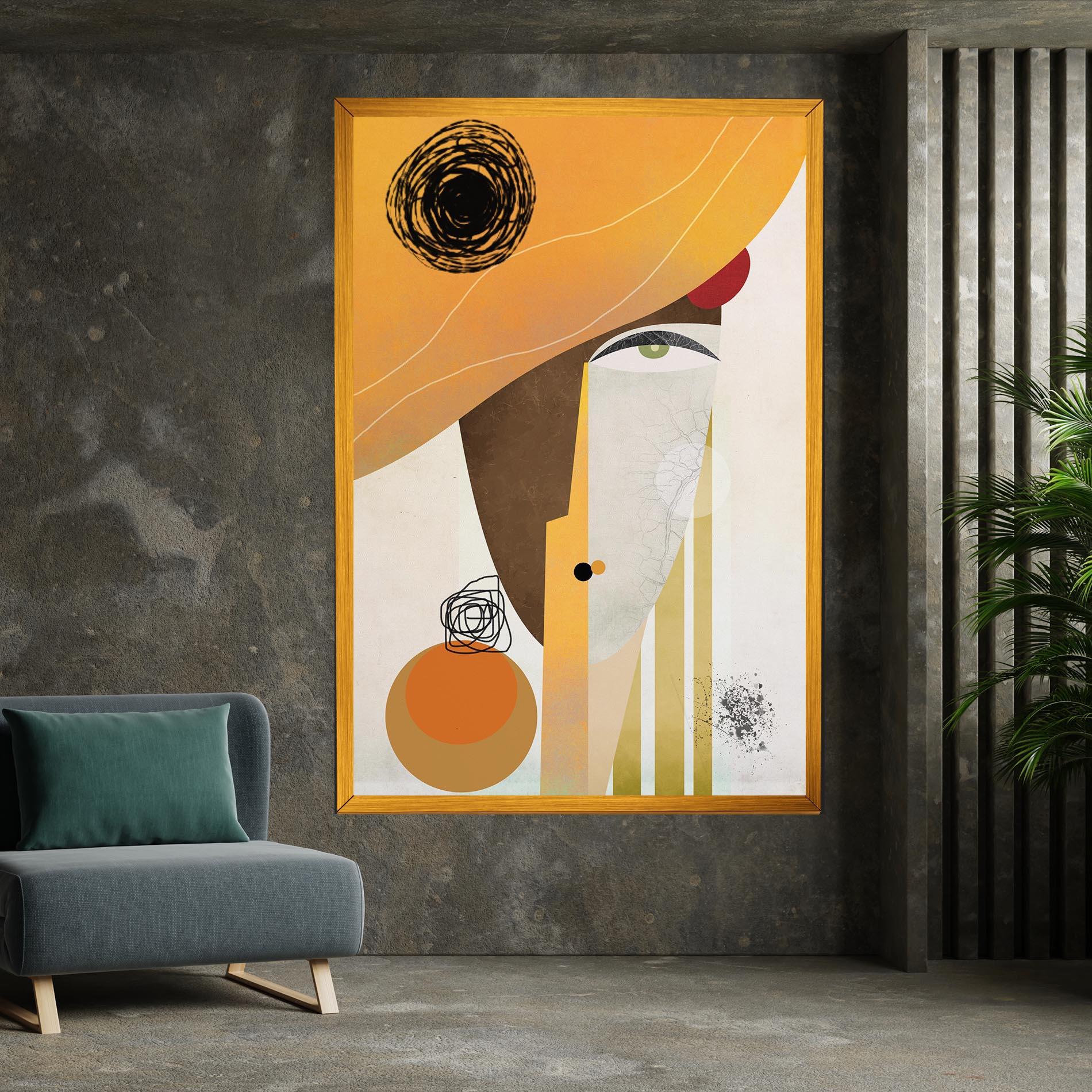 Картина на платно Abstract Orange Face mockup 7