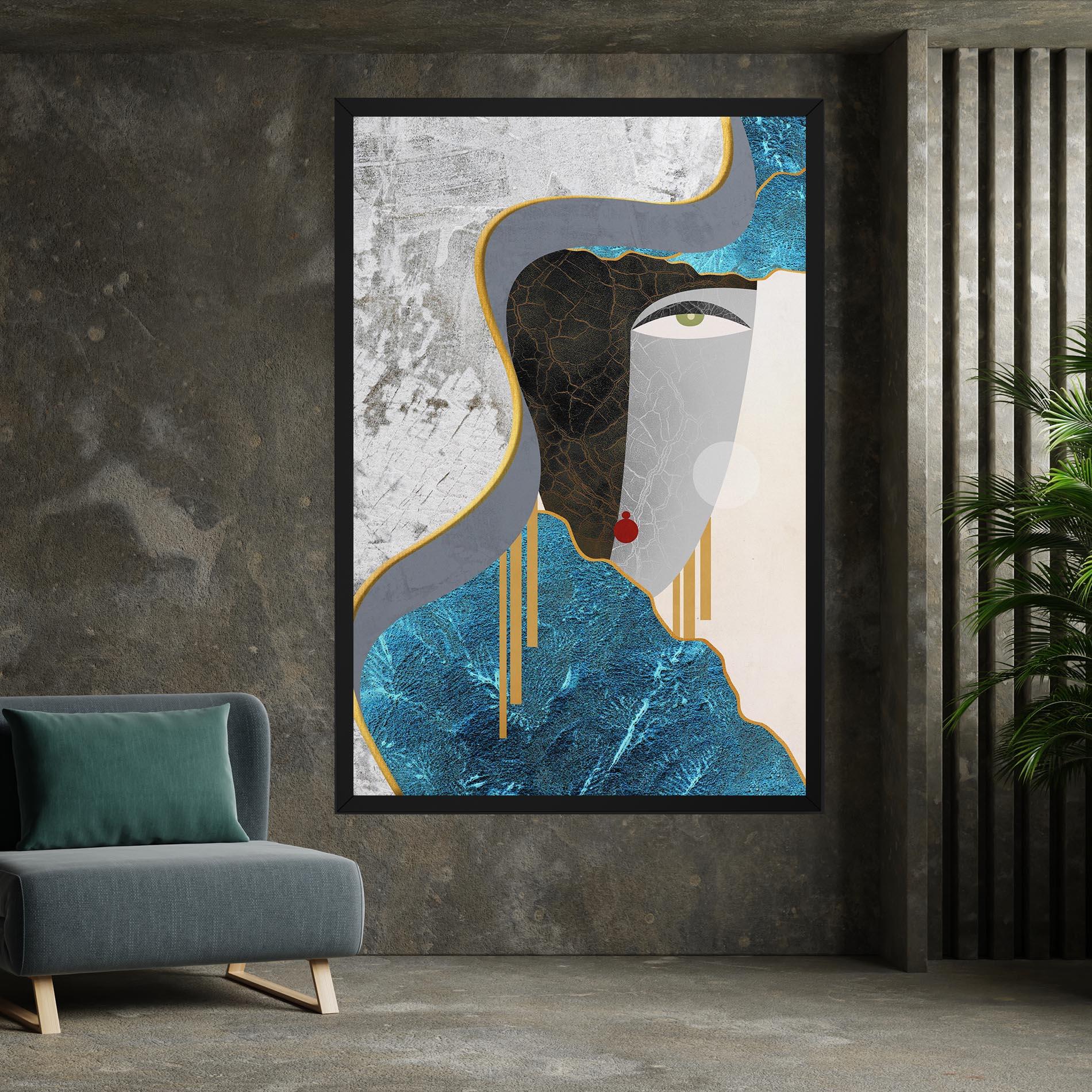 Картина на платно Abstract Blue Face mockup 7