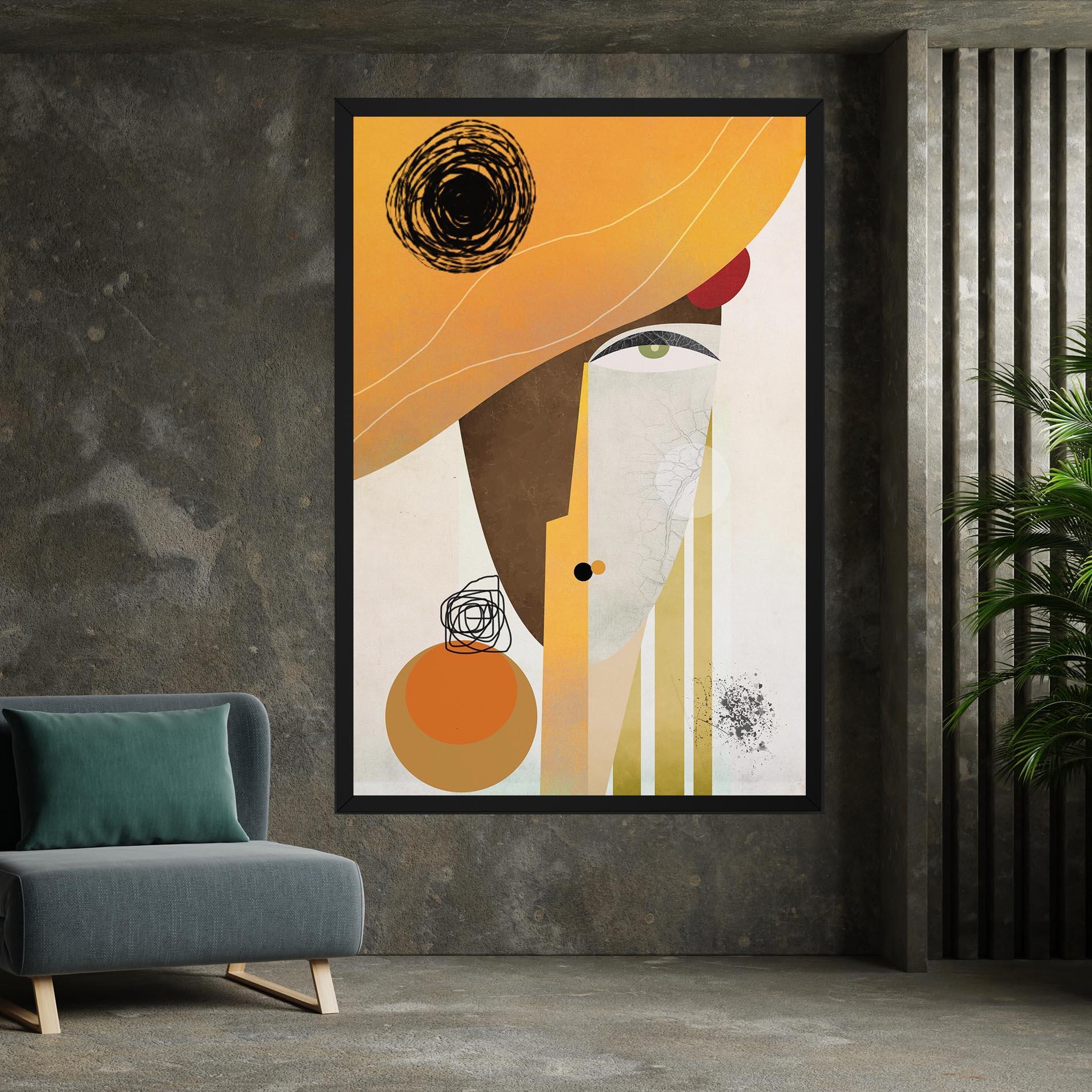 Картина на платно Abstract Orange Face mockup 7