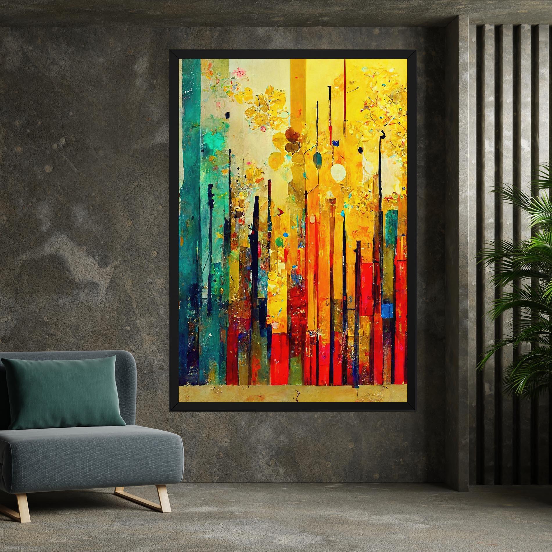 Картина на платно Black Lines On Yellow Light mockup 7