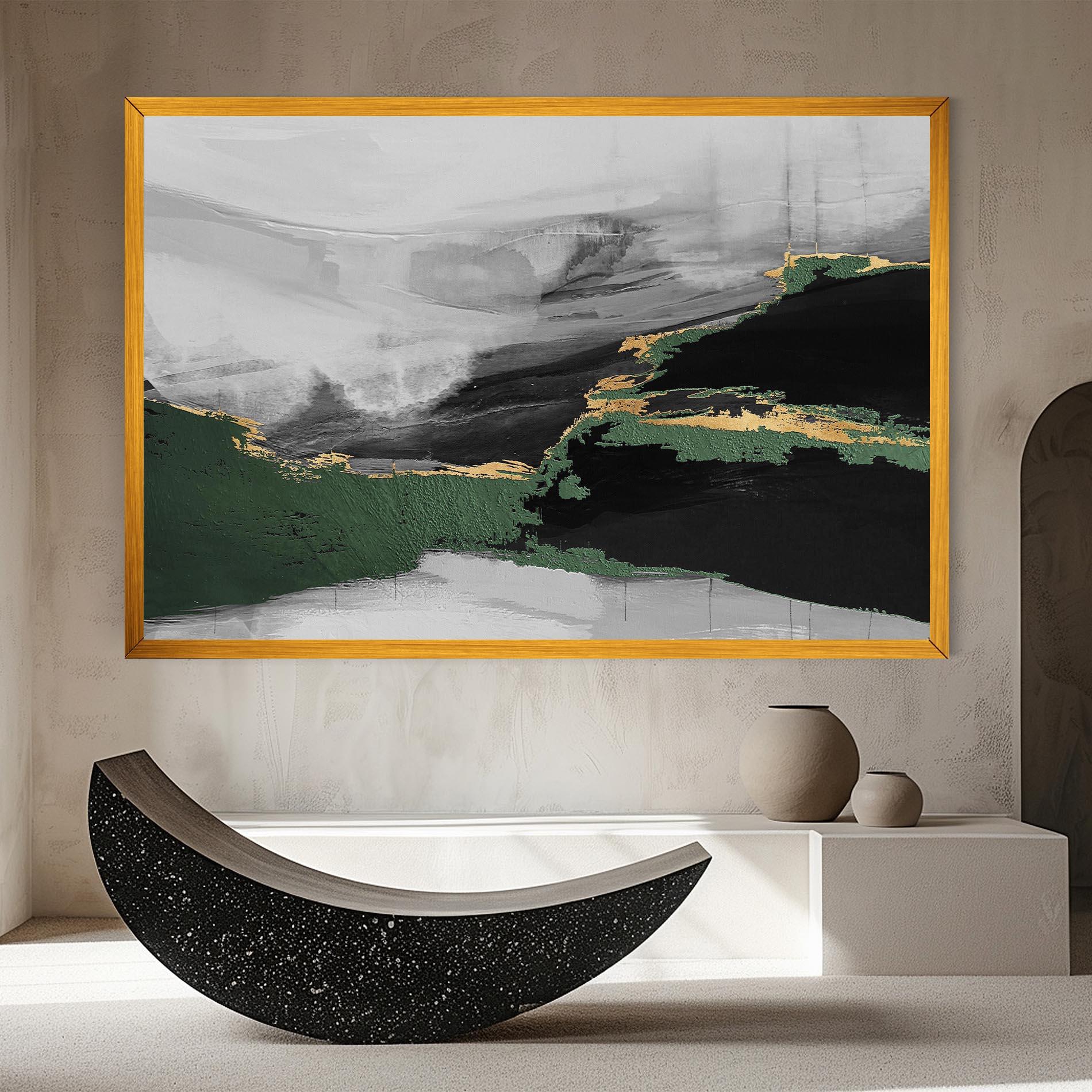 Картина на платно Grey With Green Painting mockup 8