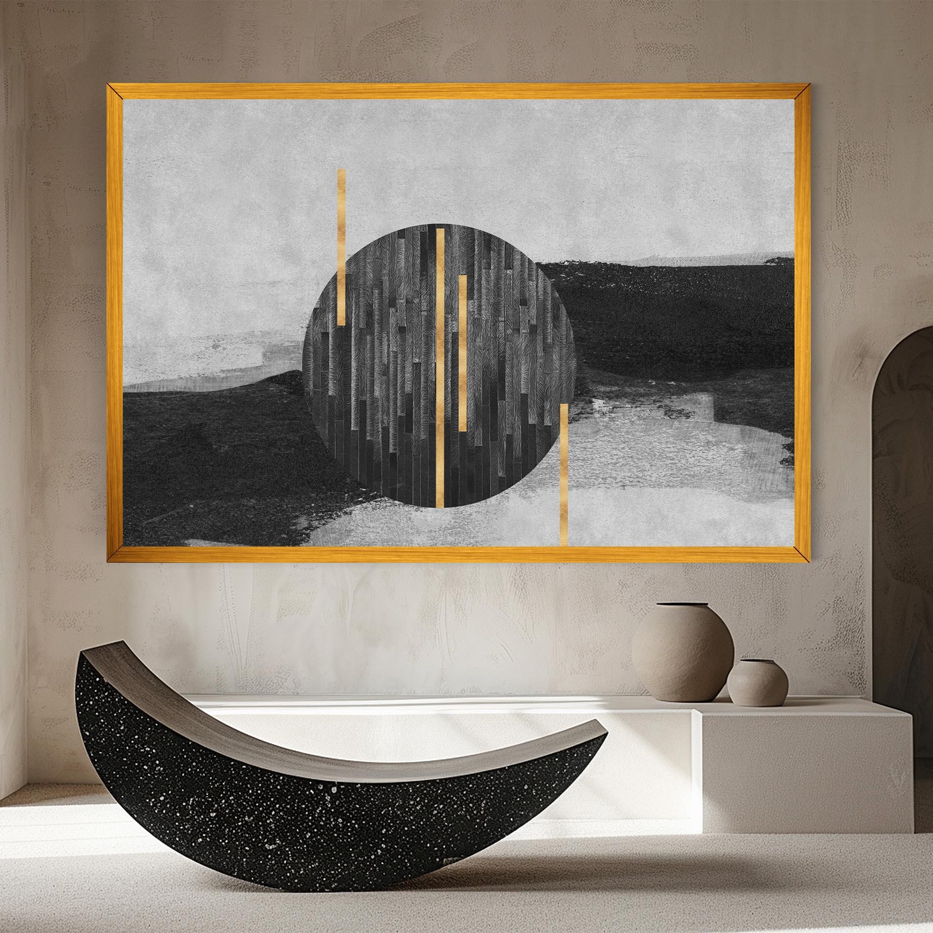 Картина на платно Modern Circle With Gold mockup 8