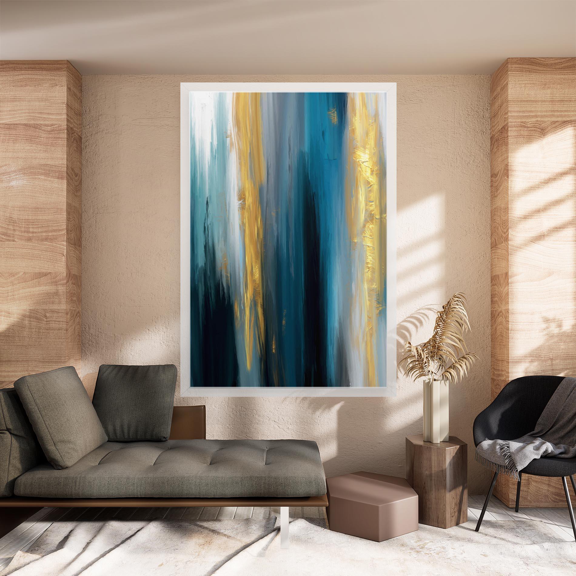 Картина на платно Golden Black Blue Art mockup 8