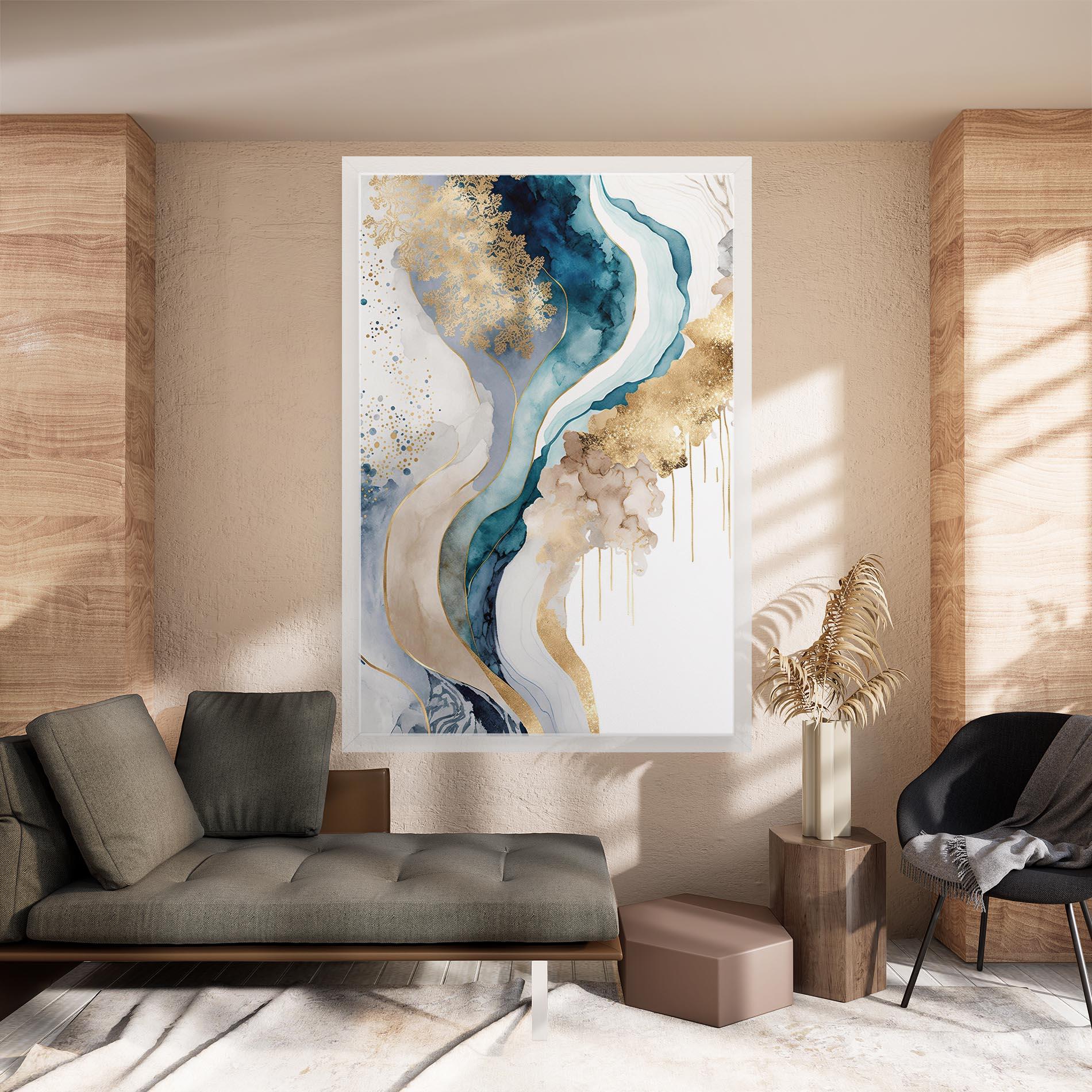 Картина на платно Light Blue Waves mockup 8