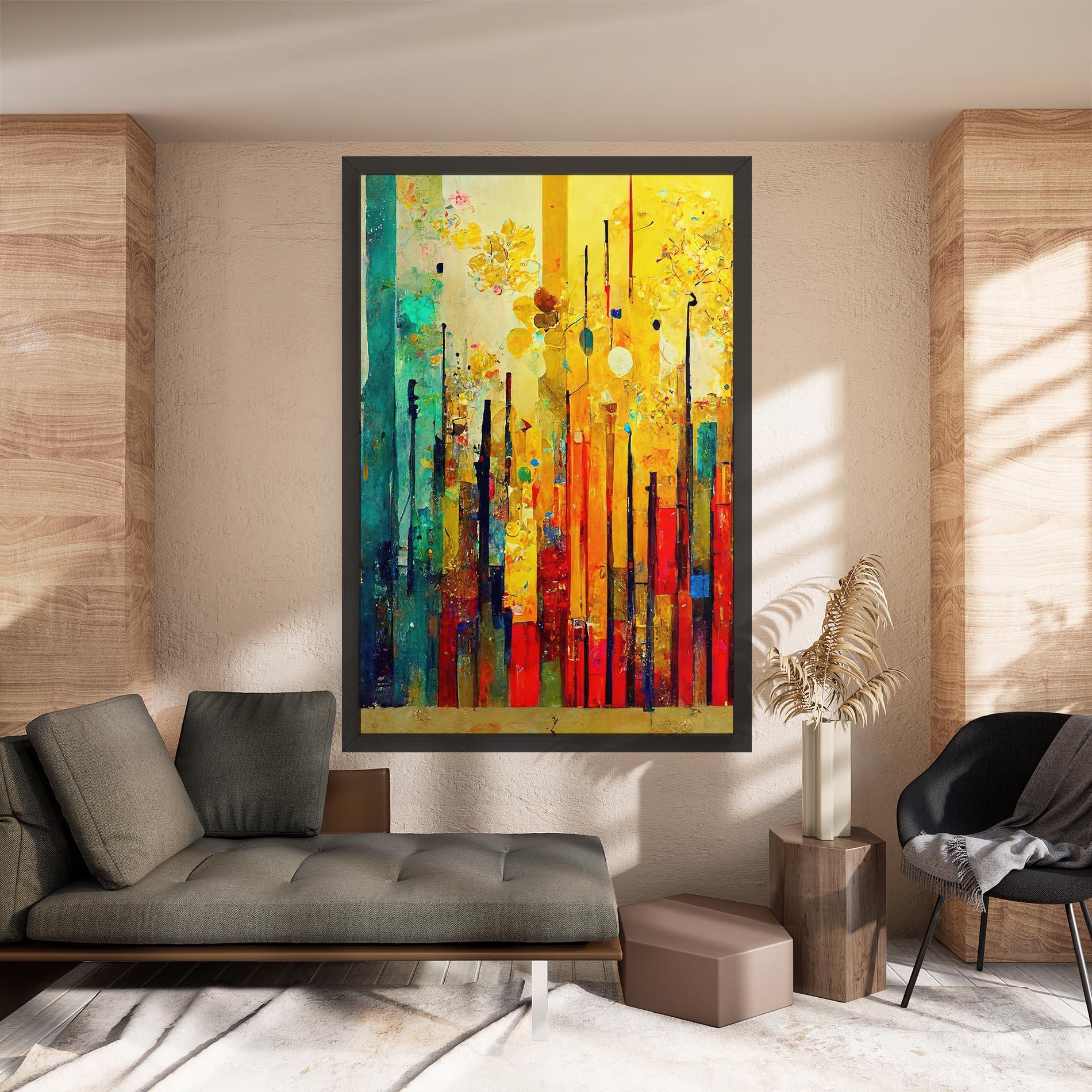 Картина на платно Black Lines On Yellow Light mockup 8