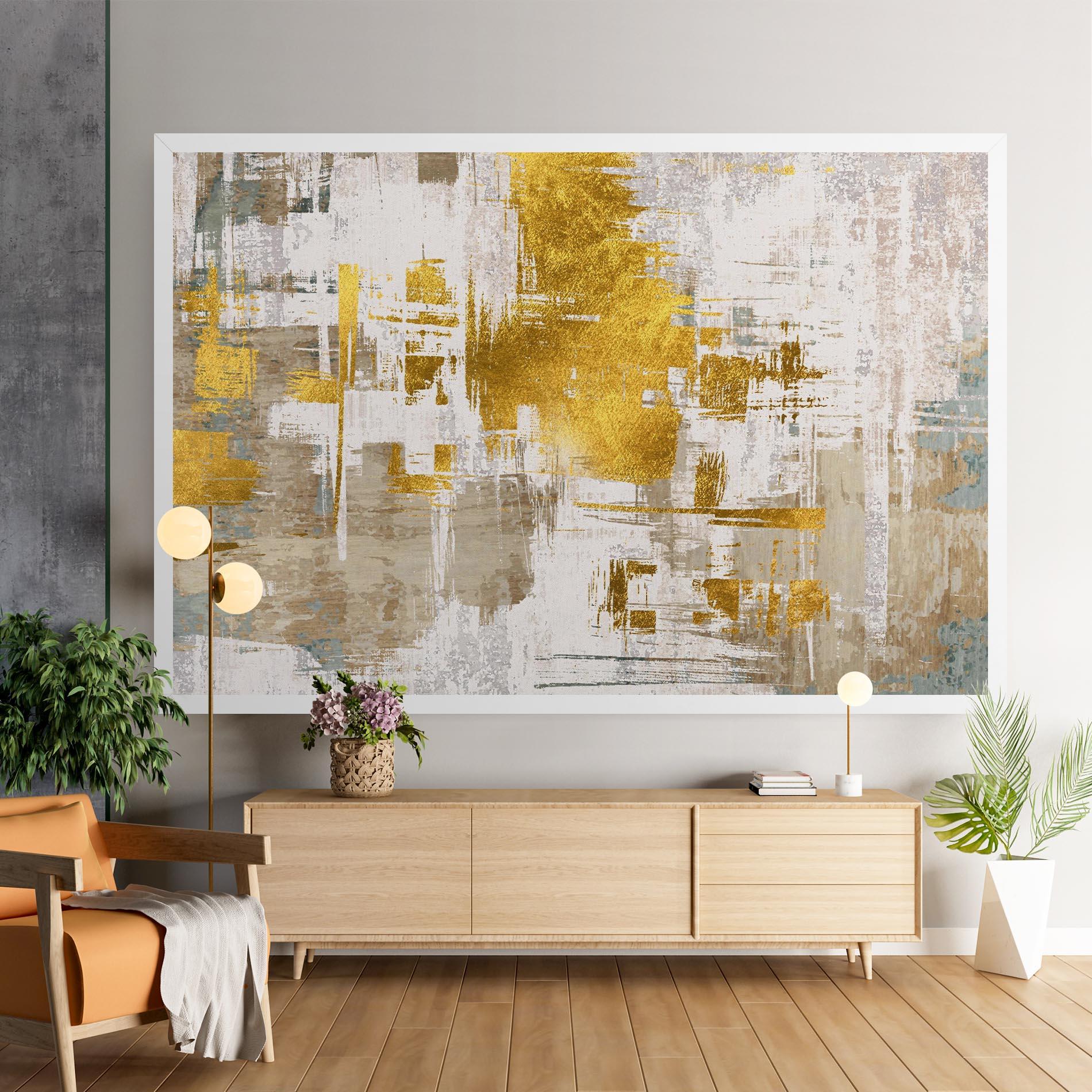 Картина на платно Gold And White Brush mockup 9