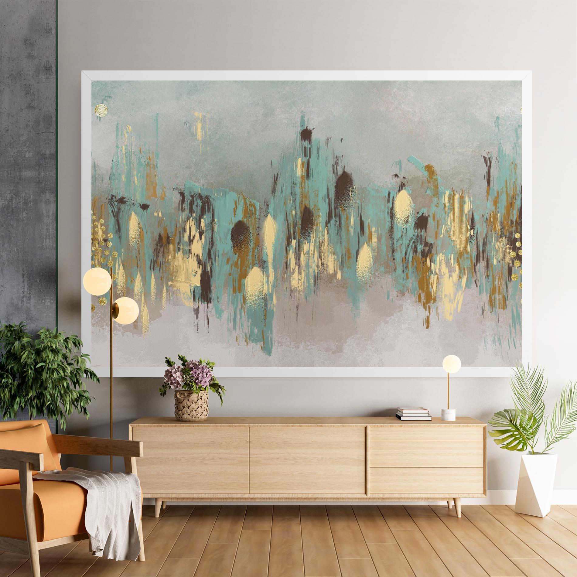 Картина на платно Gold Spiral Points mockup 9