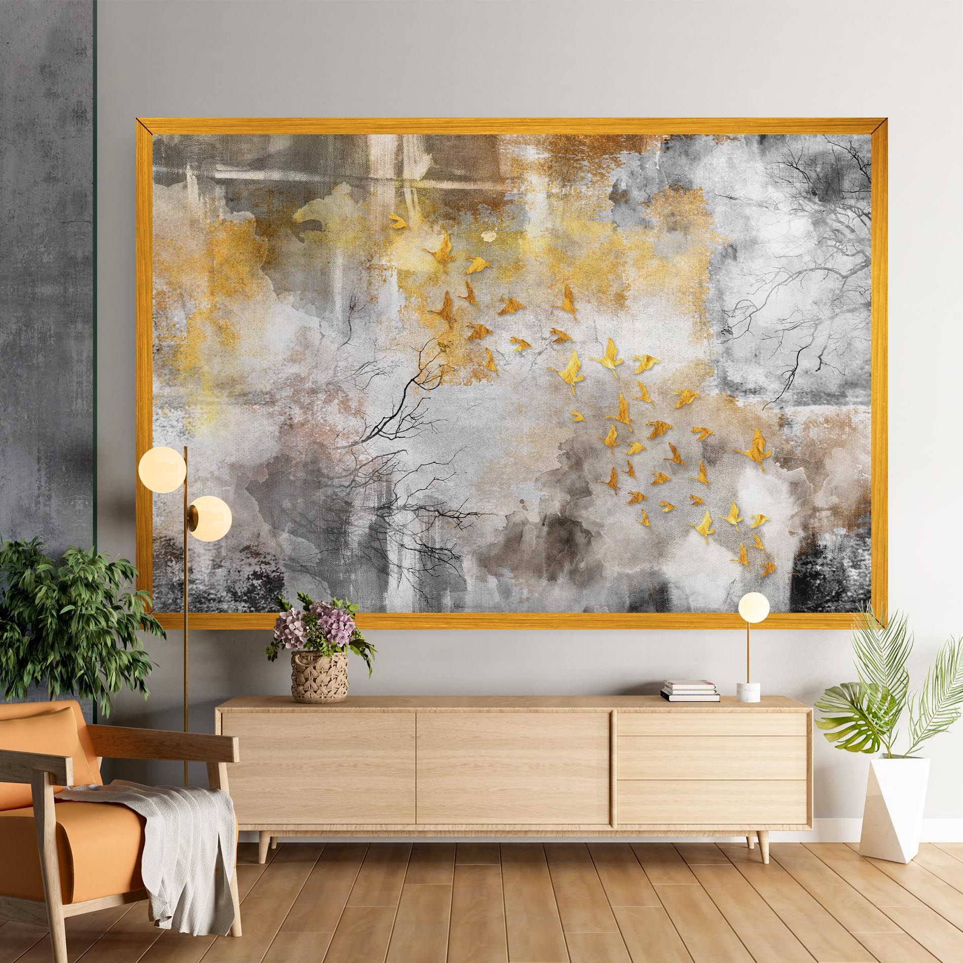 Gold Birds Flying mockup 9