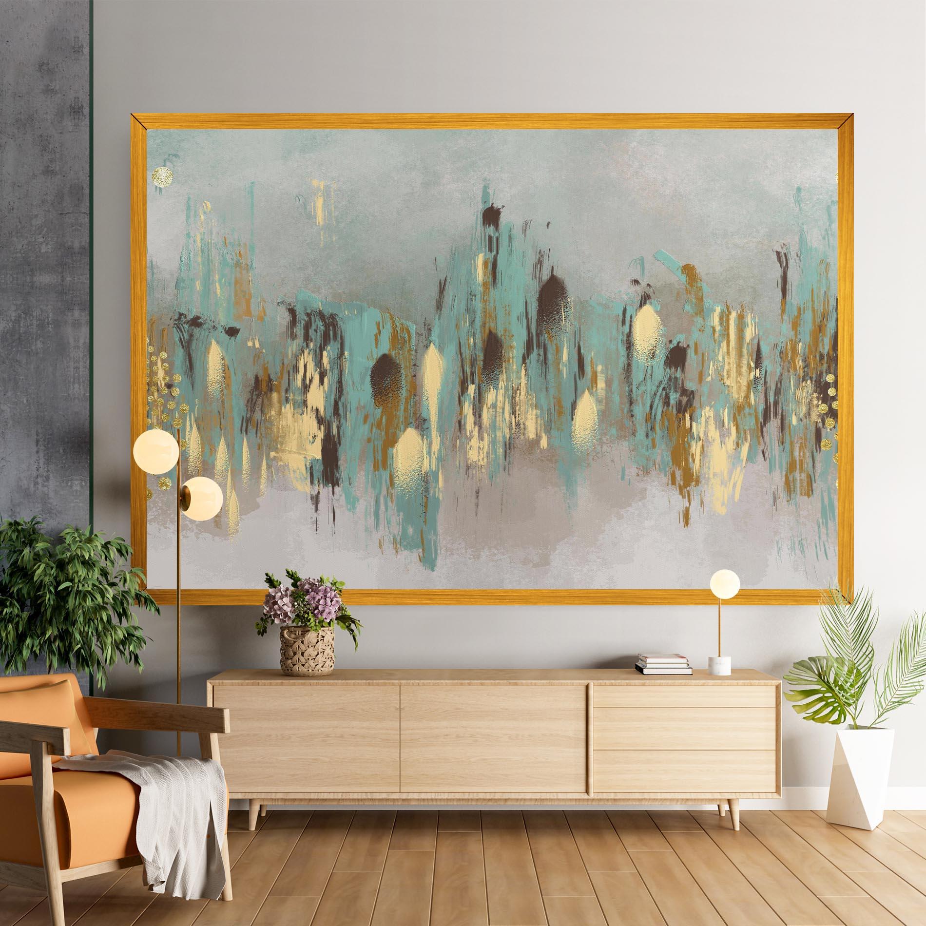 Картина на платно Gold Spiral Points mockup 9