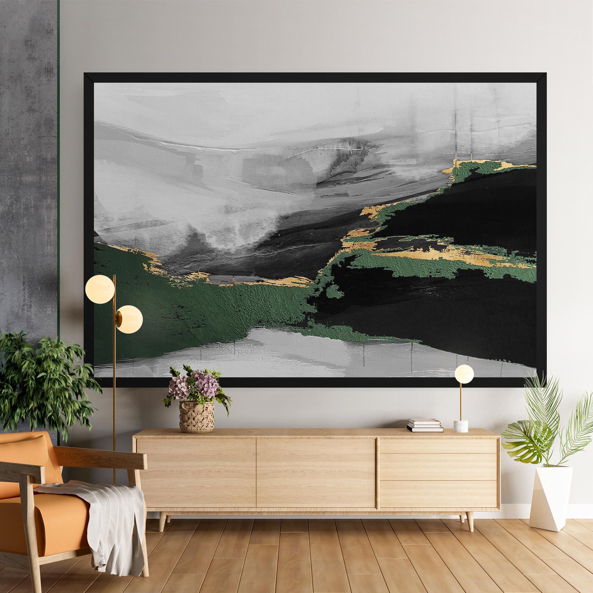 Grey With Green Painting mockup 9