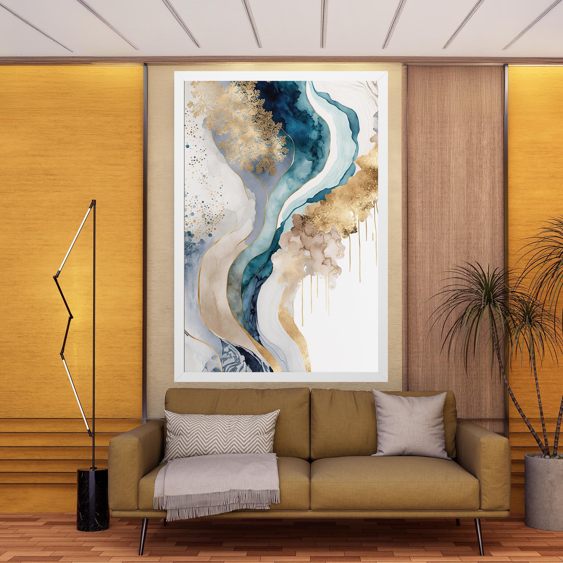 Картина на платно Light Blue Waves mockup 9