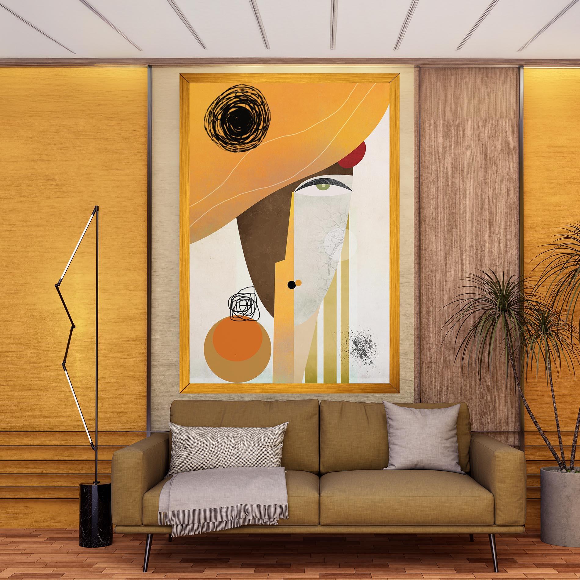 Картина на платно Abstract Orange Face mockup 9