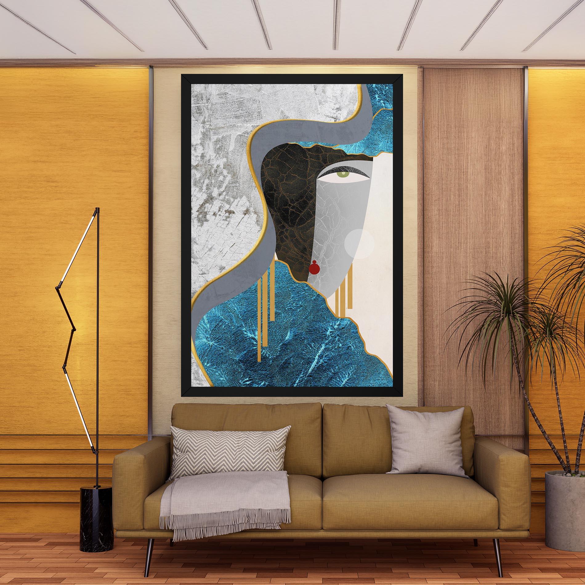 Картина на платно Abstract Blue Face mockup 9