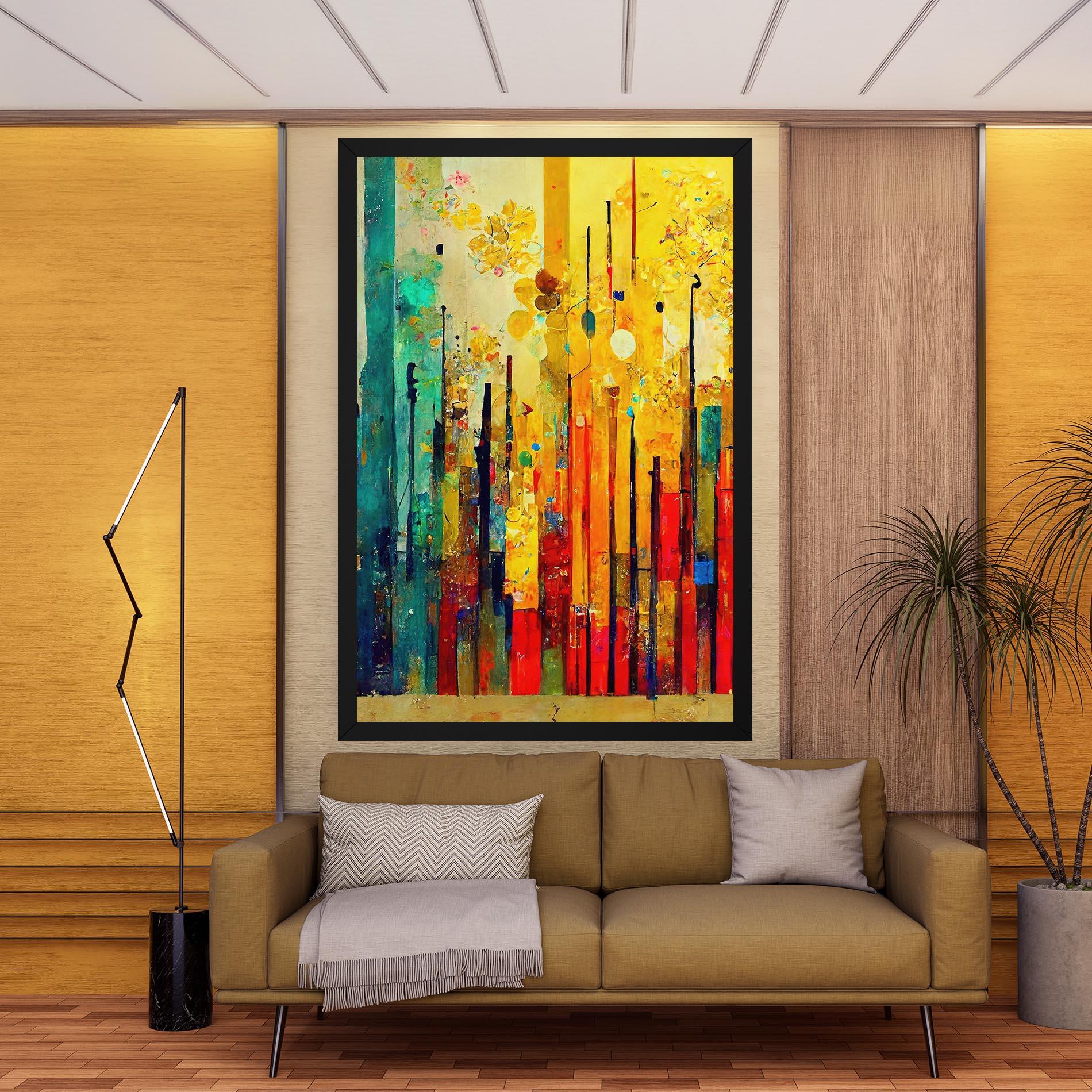 Картина на платно Black Lines On Yellow Light mockup 9