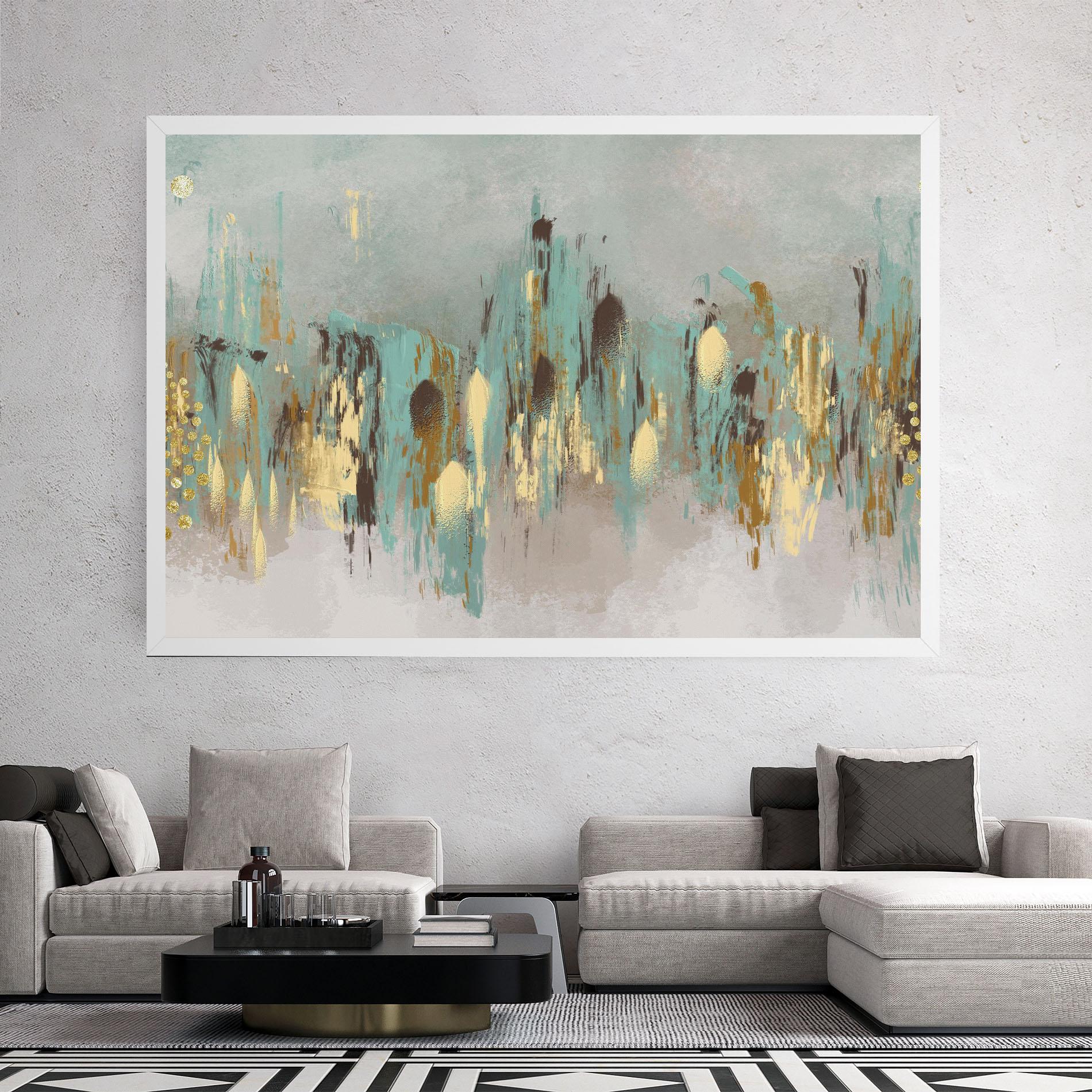 Картина на платно Gold Spiral Points mockup 2