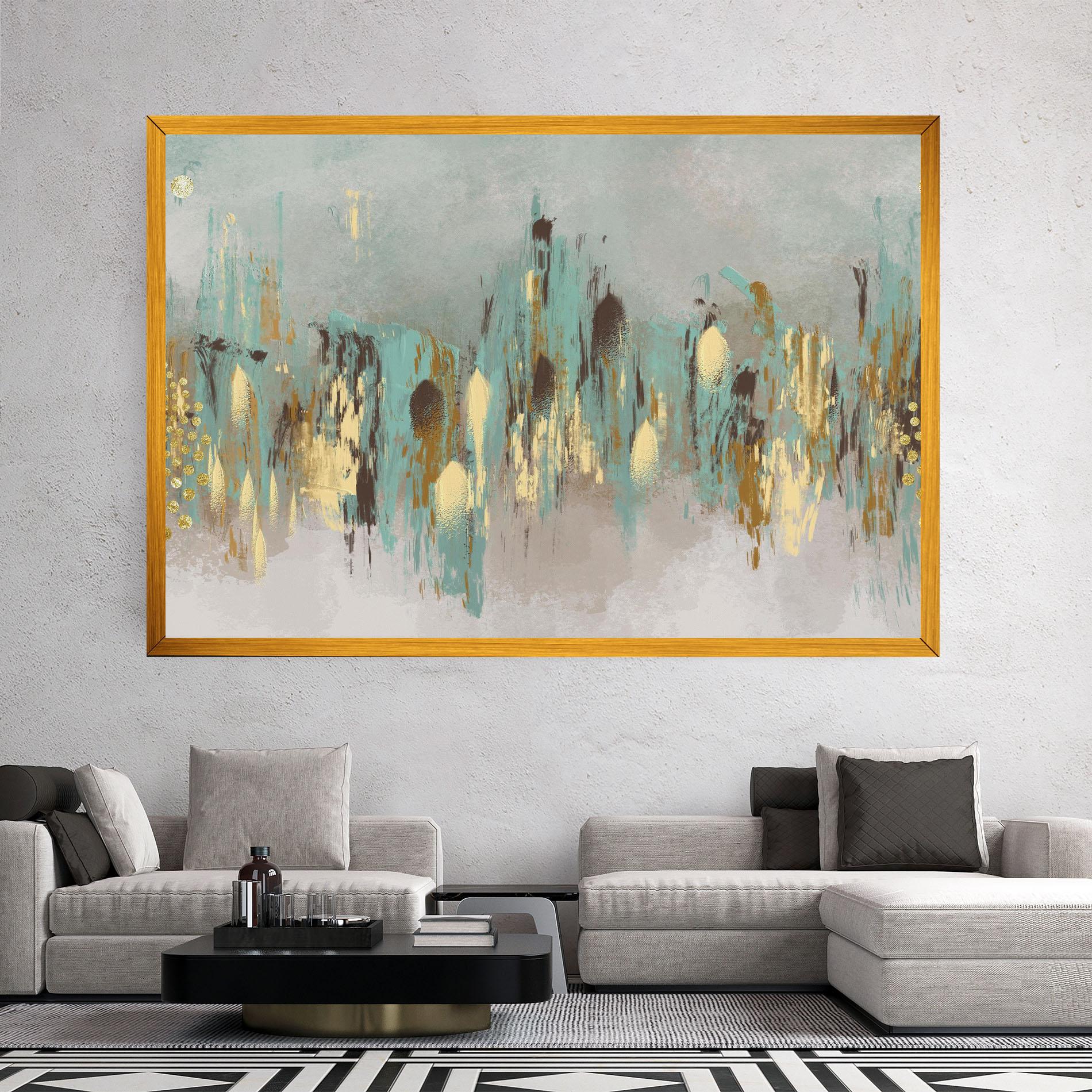 Картина на платно Gold Spiral Points mockup 2