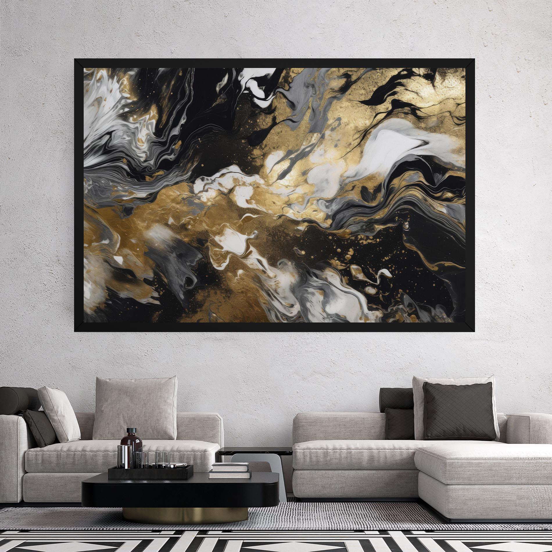 Картина на платно Gold Acrylic Fluid mockup 2