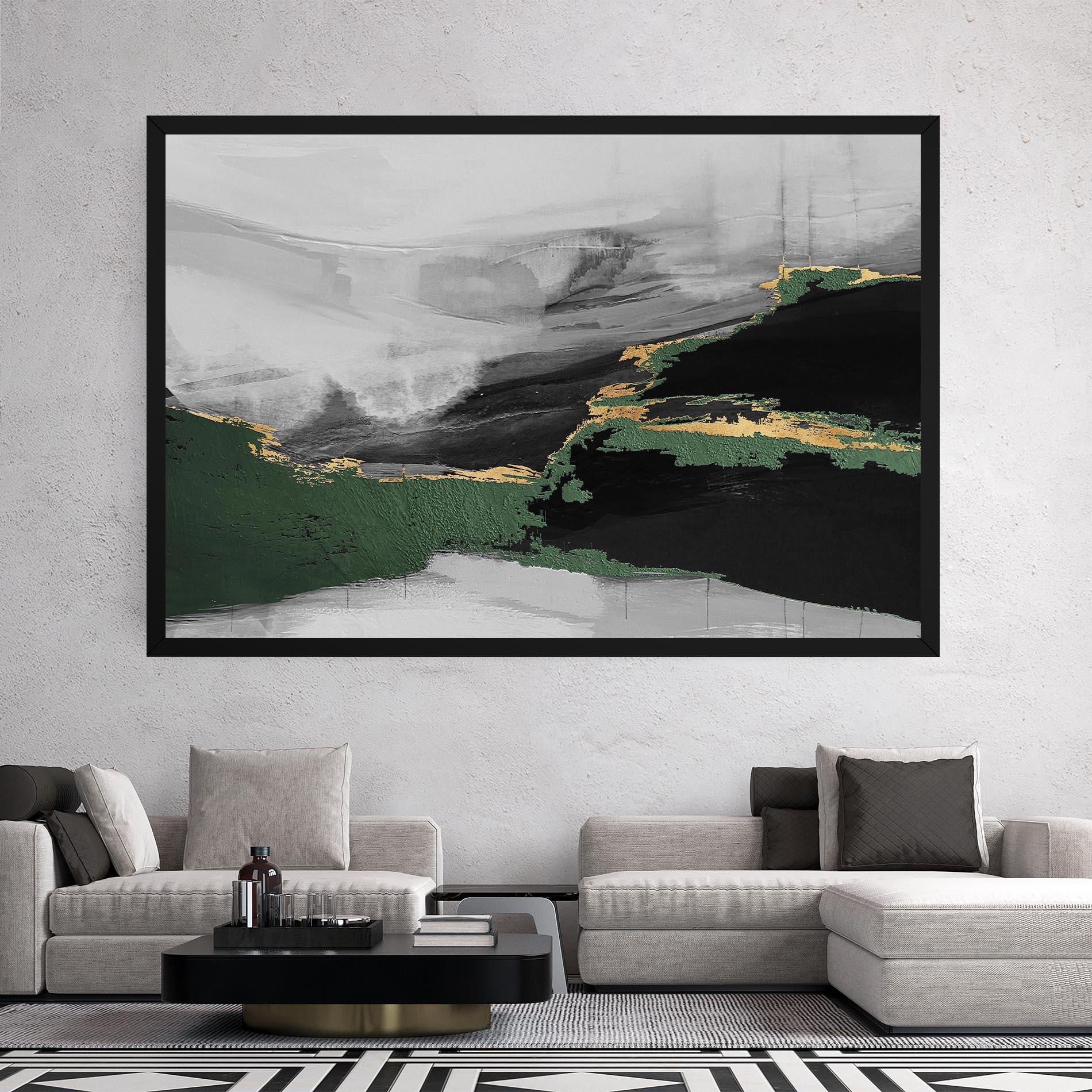 Картина на платно Grey With Green Painting mockup 2