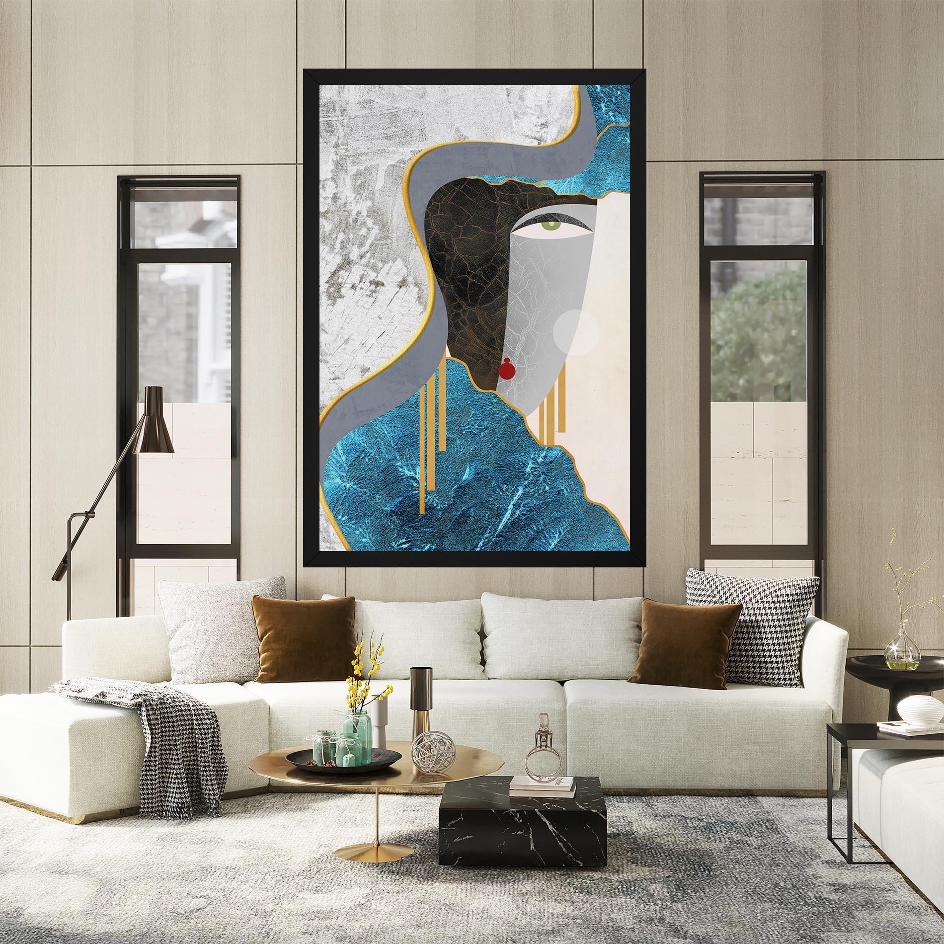 Картина на платно Abstract Blue Face mockup 2