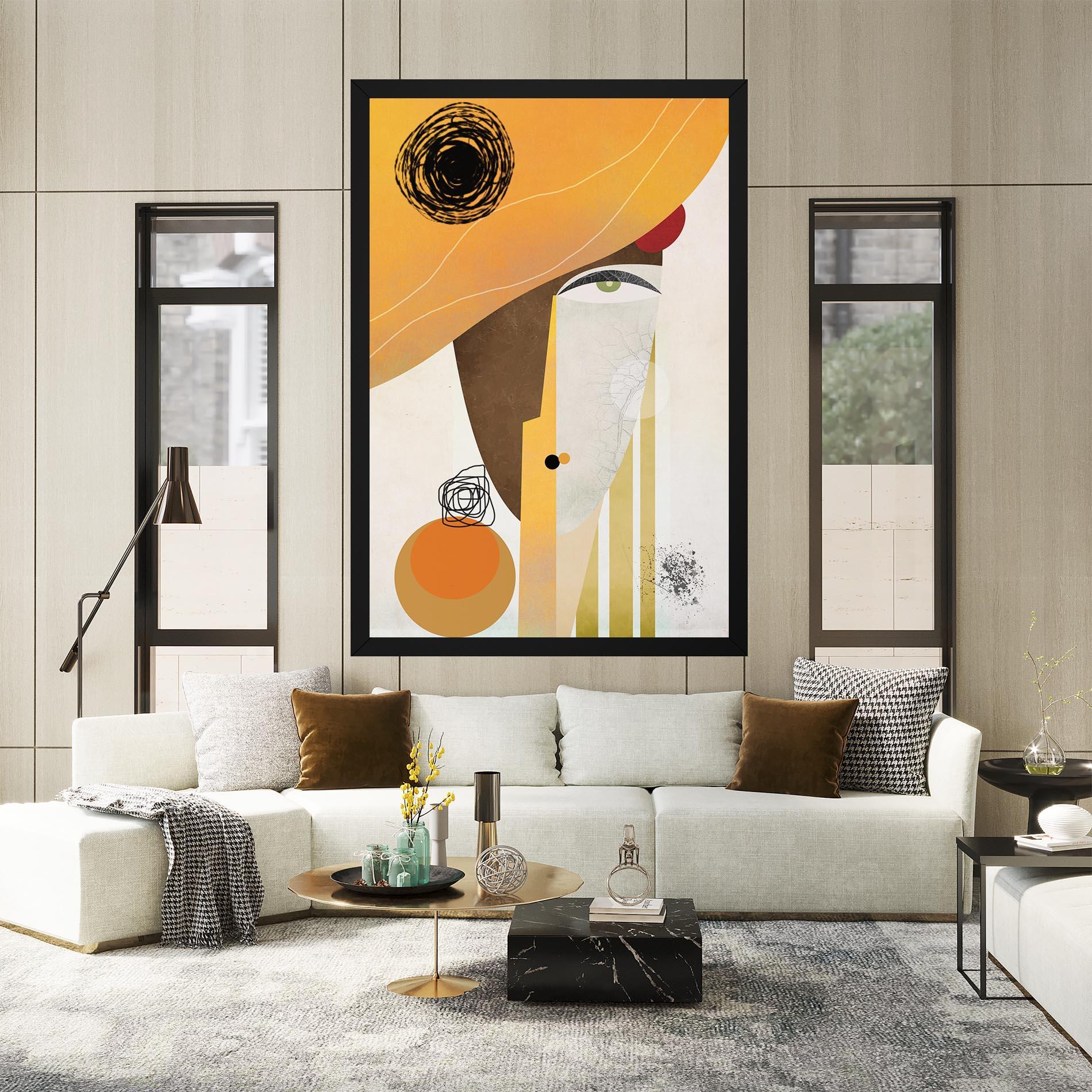 Картина на платно Abstract Orange Face mockup 2