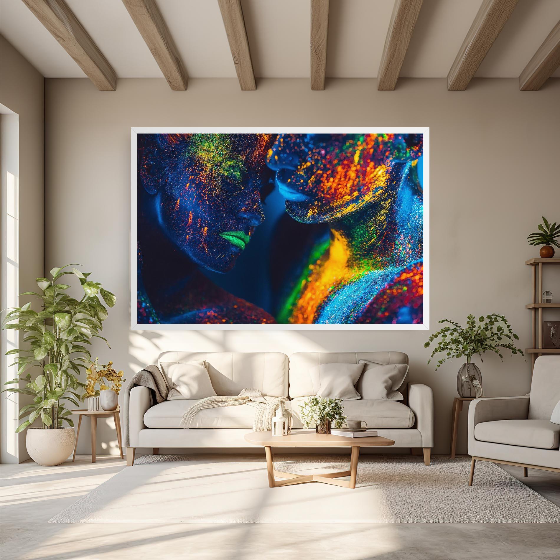 Картина на платно Fluorescent Green Lips mockup 6