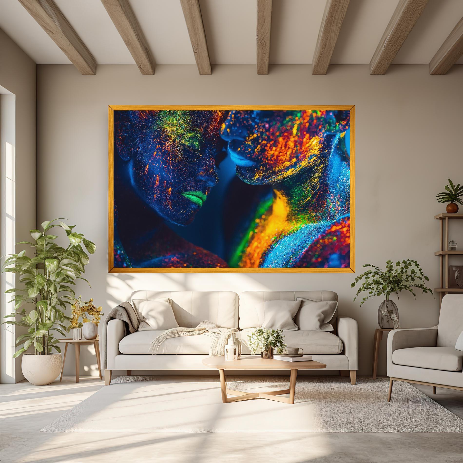 Картина на платно Fluorescent Green Lips mockup 6