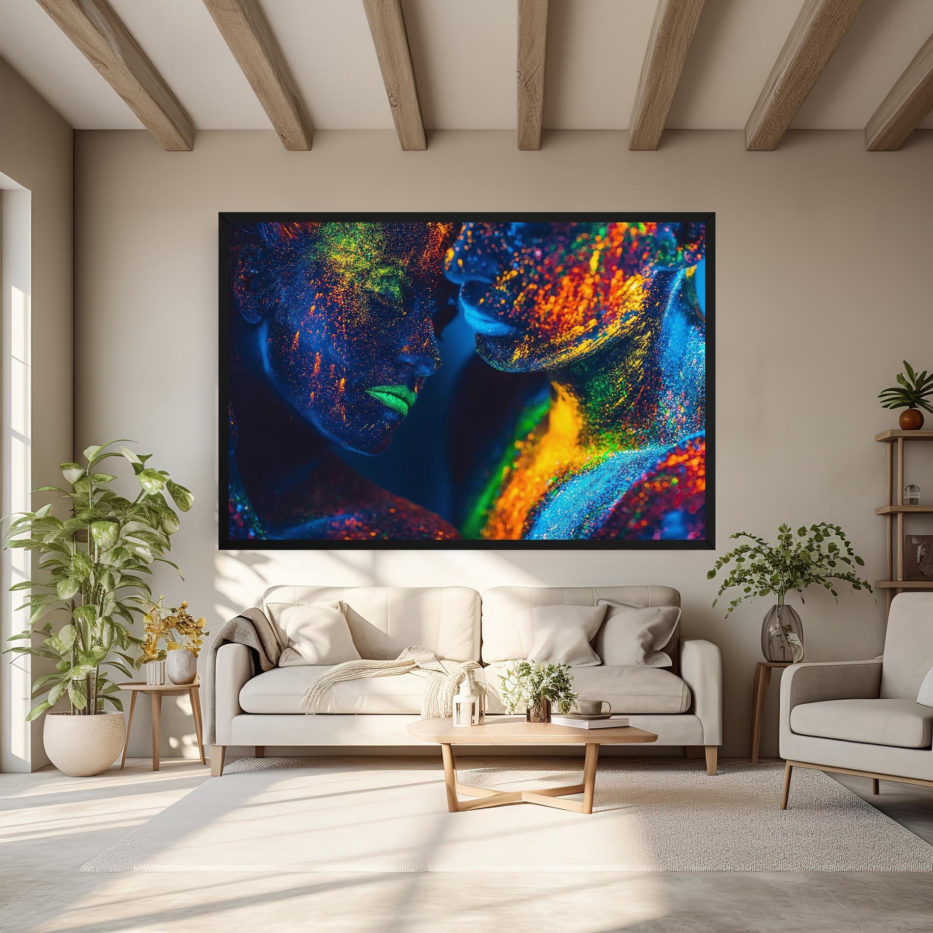 Картина на платно Fluorescent Green Lips mockup 6