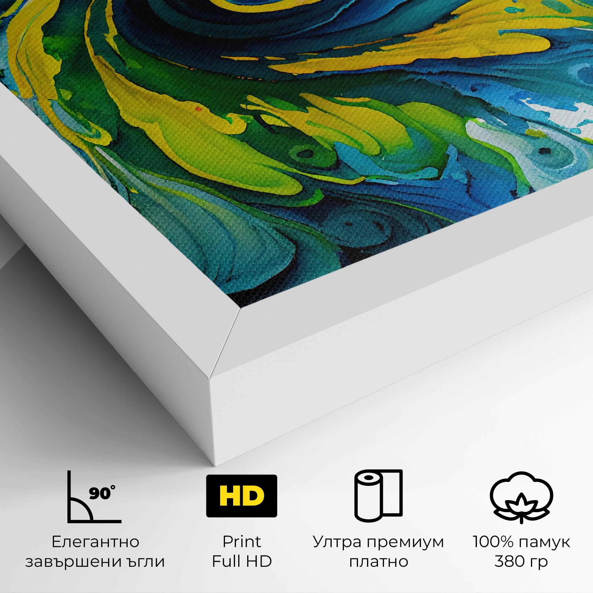 Картина на платно Yellow Green Spiral mockup 4