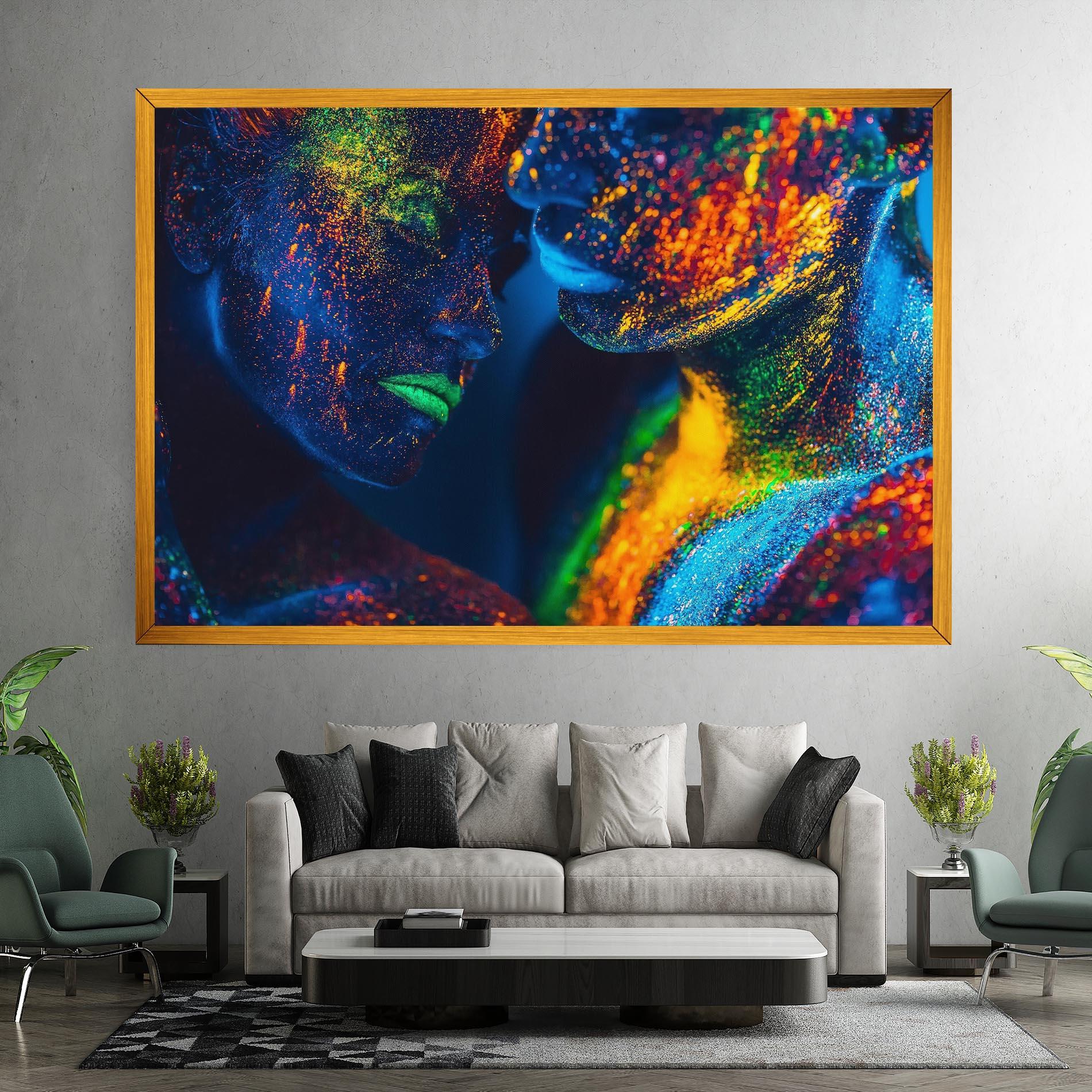 Картина на платно Fluorescent Green Lips mockup 7