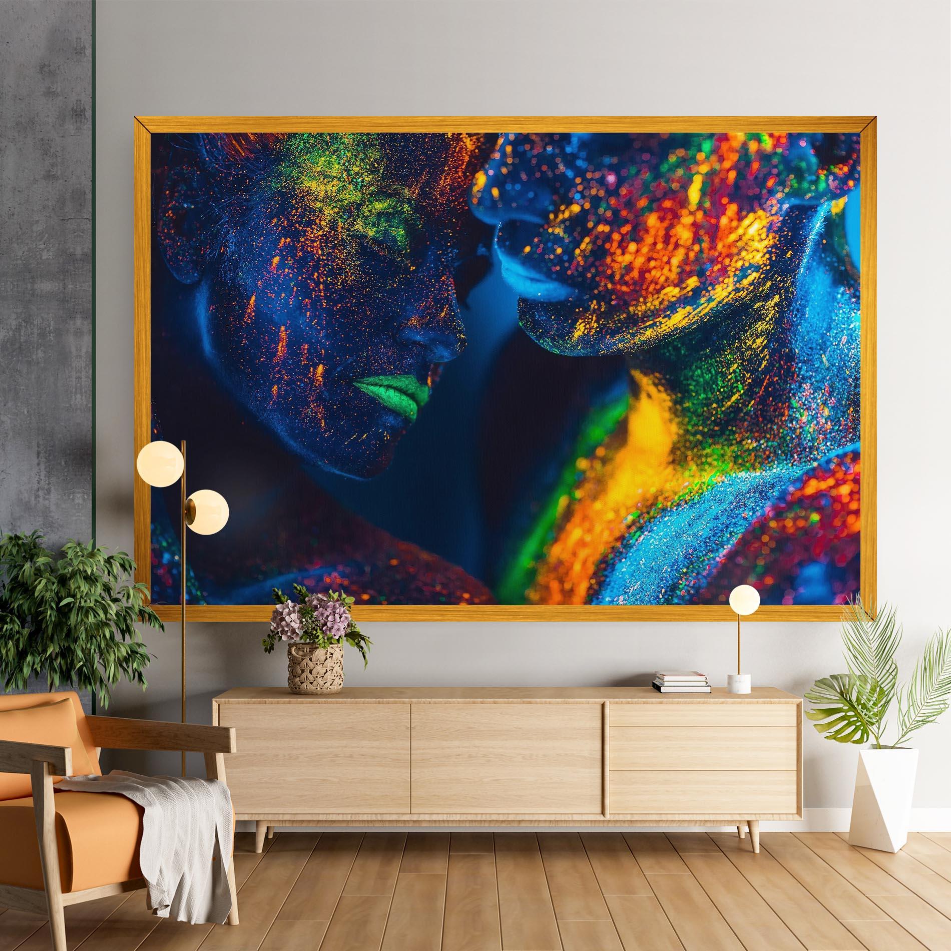 Картина на платно Fluorescent Green Lips mockup 9