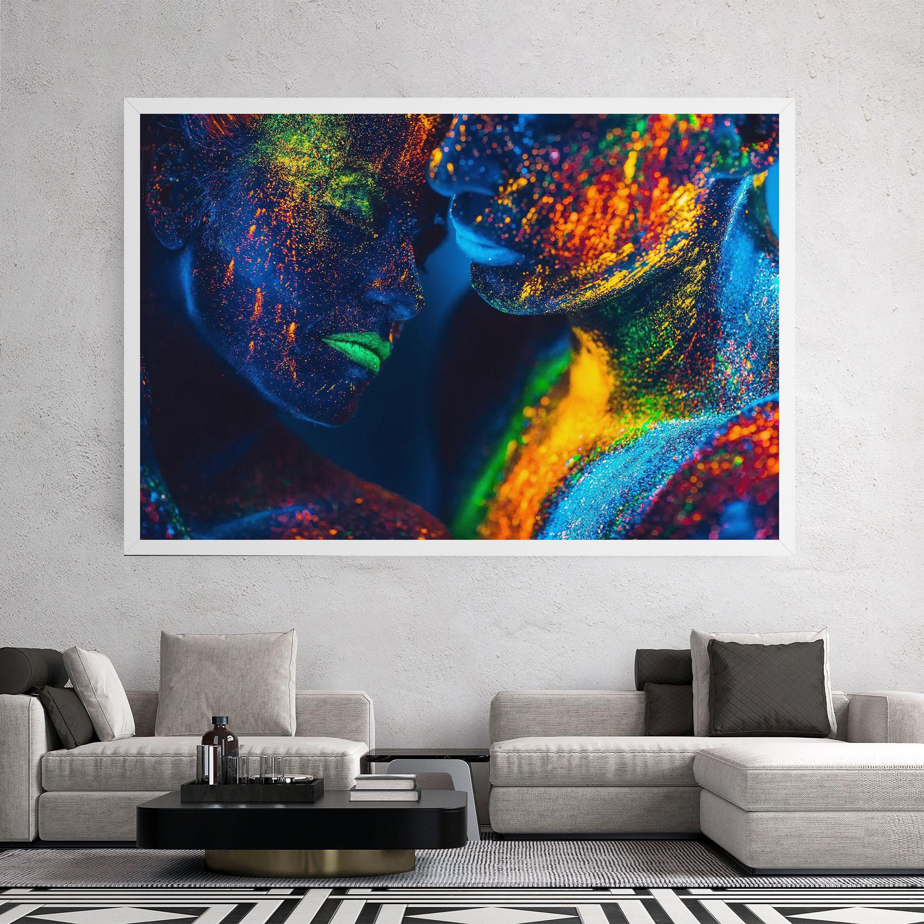 Картина на платно Fluorescent Green Lips mockup 2