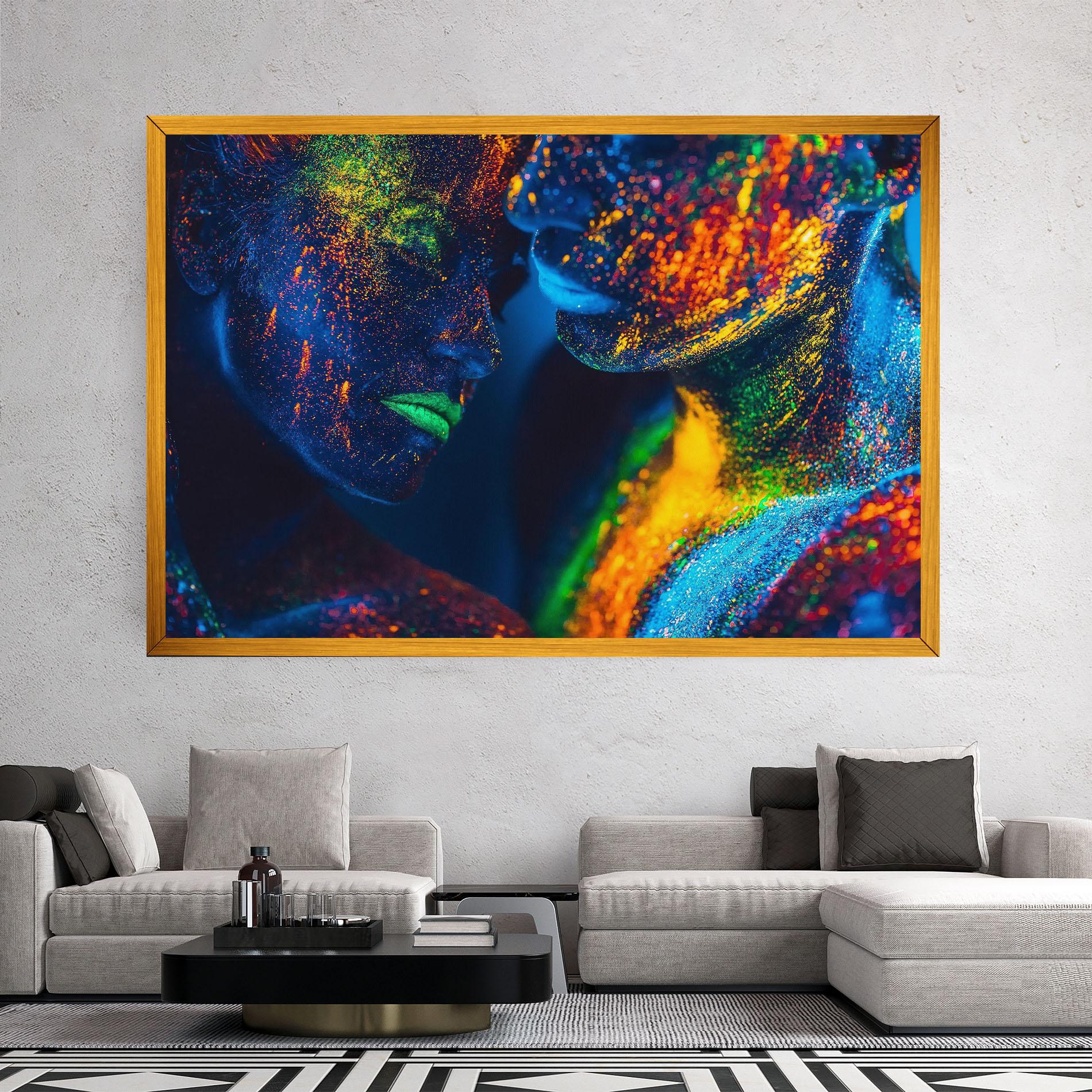 Картина на платно Fluorescent Green Lips mockup 2