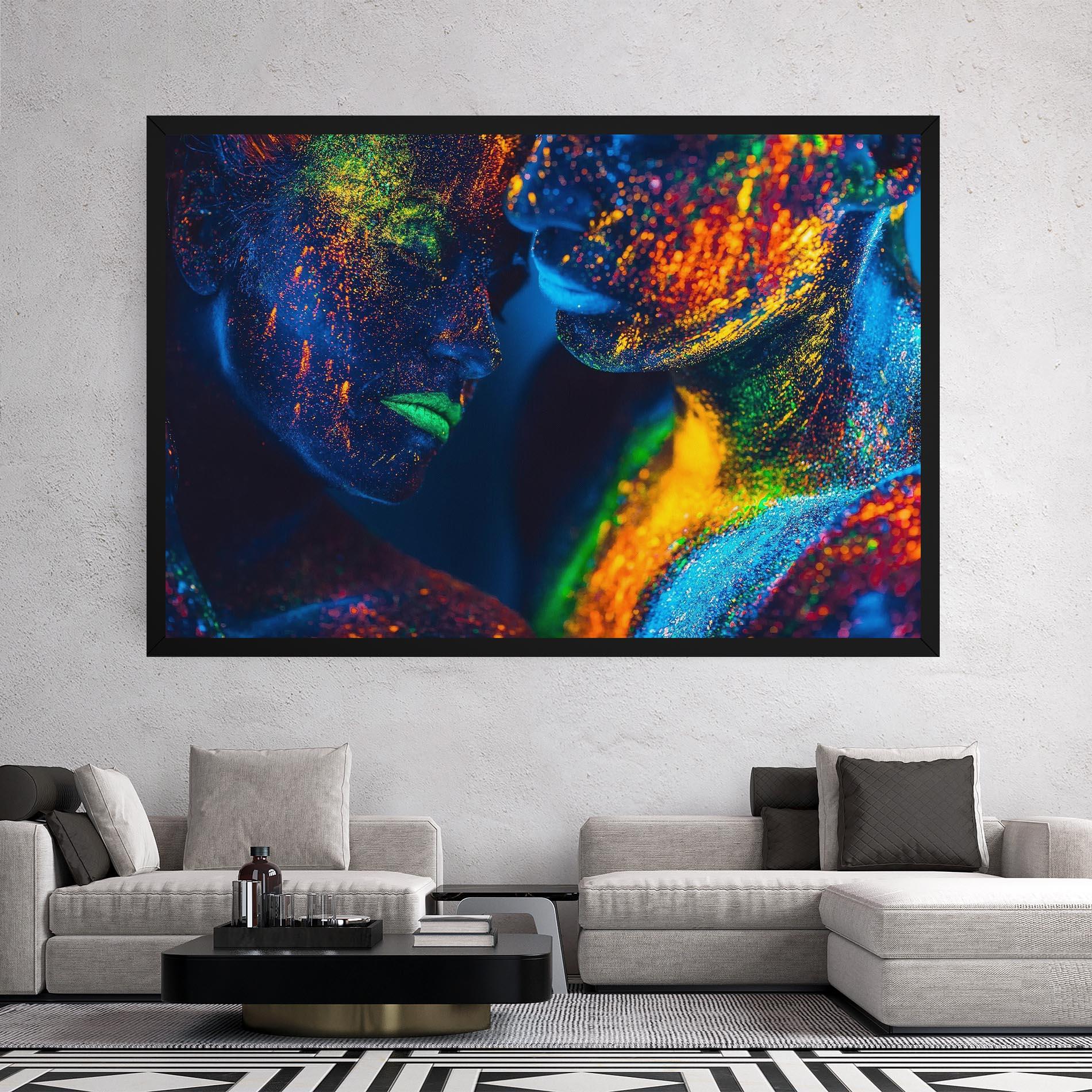 Картина на платно Fluorescent Green Lips mockup 2