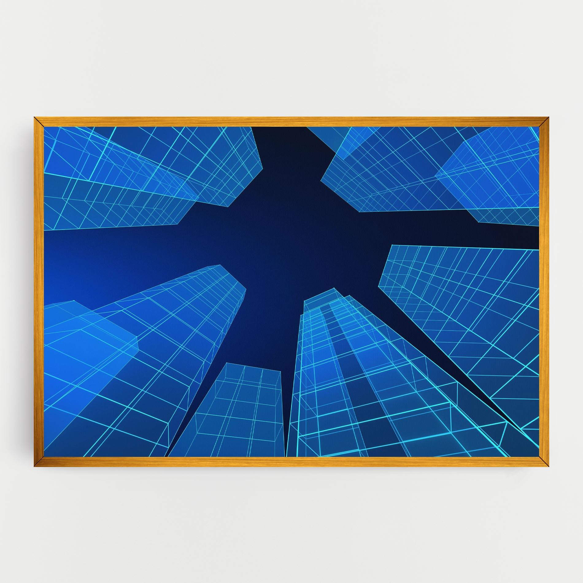 Картина на платно Blue Buildings mockup 0