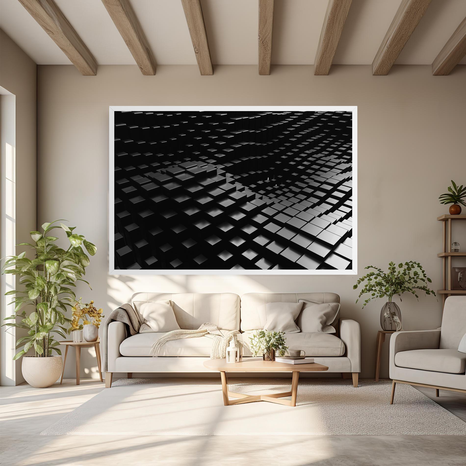 Картина на платно Black Square Wave mockup 6