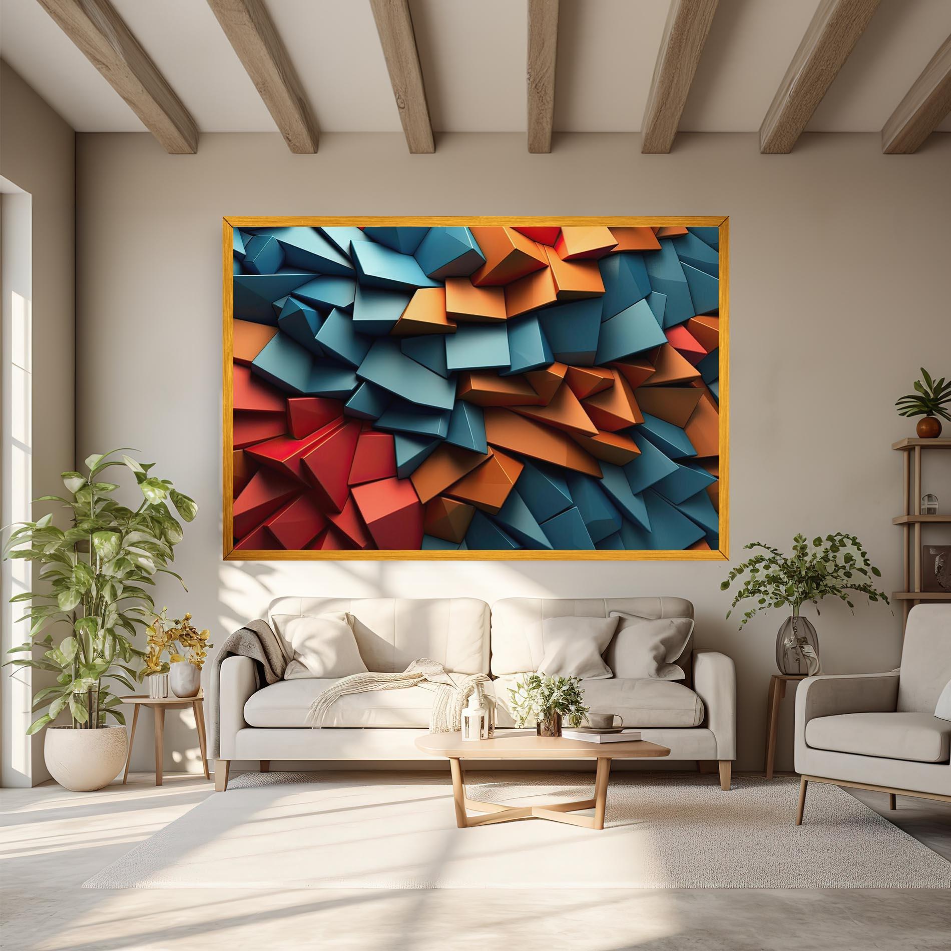 Картина на платно Multicolor Triangle mockup 6