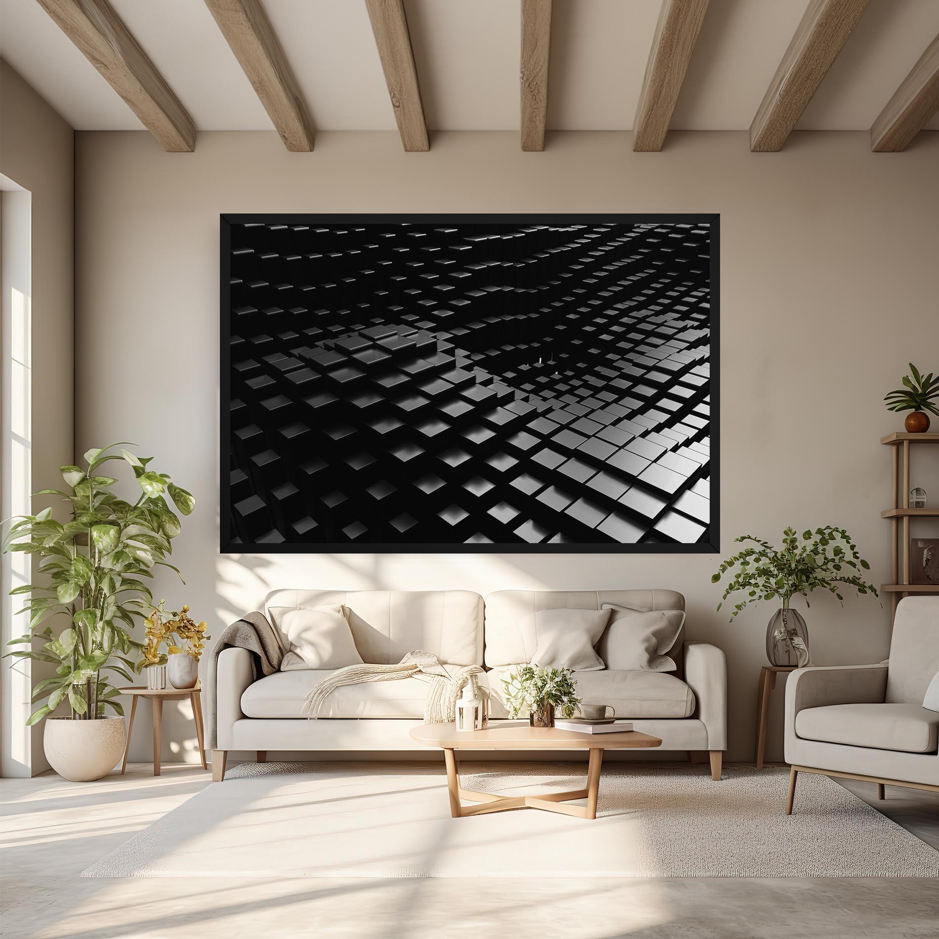 Картина на платно Black Square Wave mockup 6
