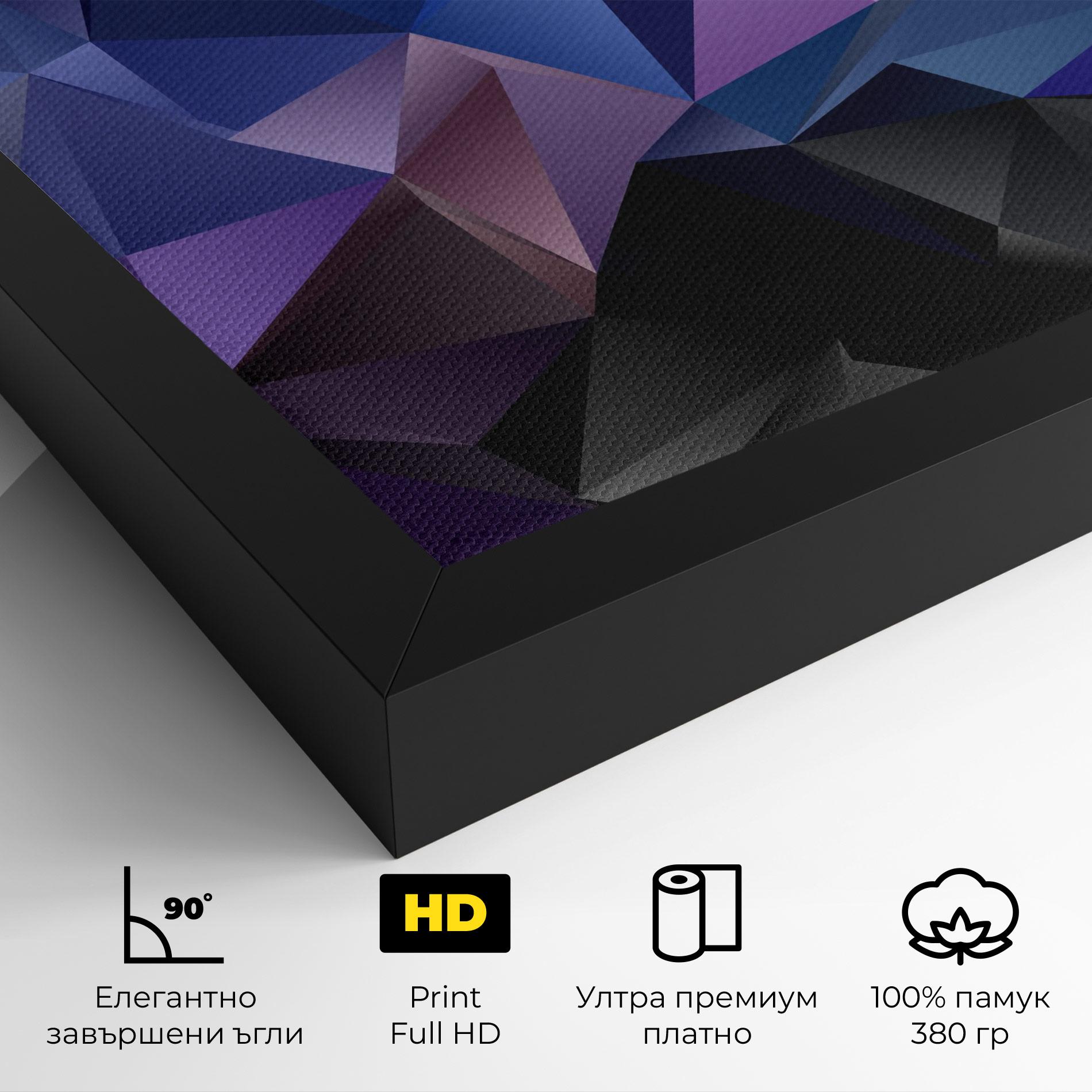 Картина на платно Black Purple Triangle mockup 4