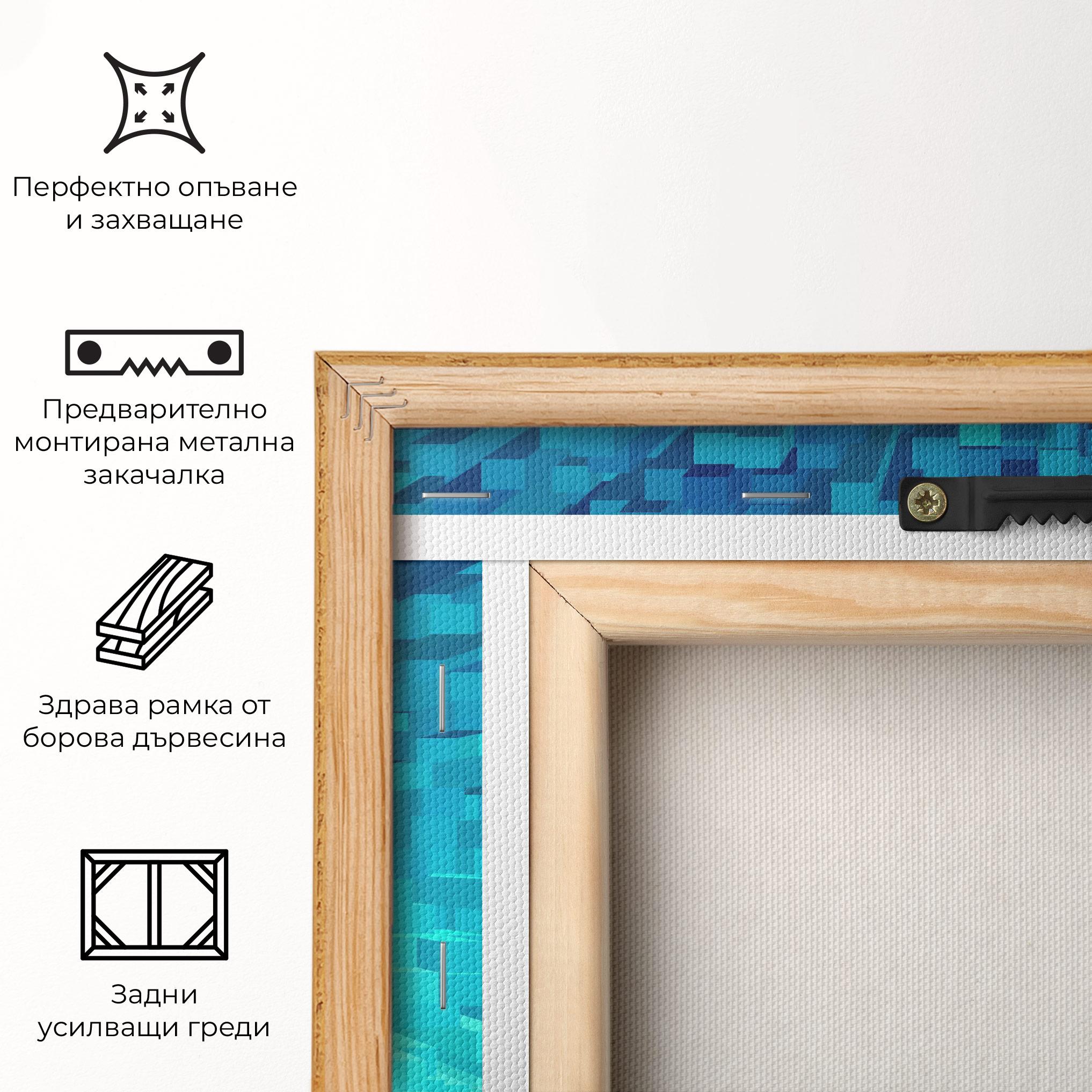 Картина на платно Blue Square Mix mockup 5