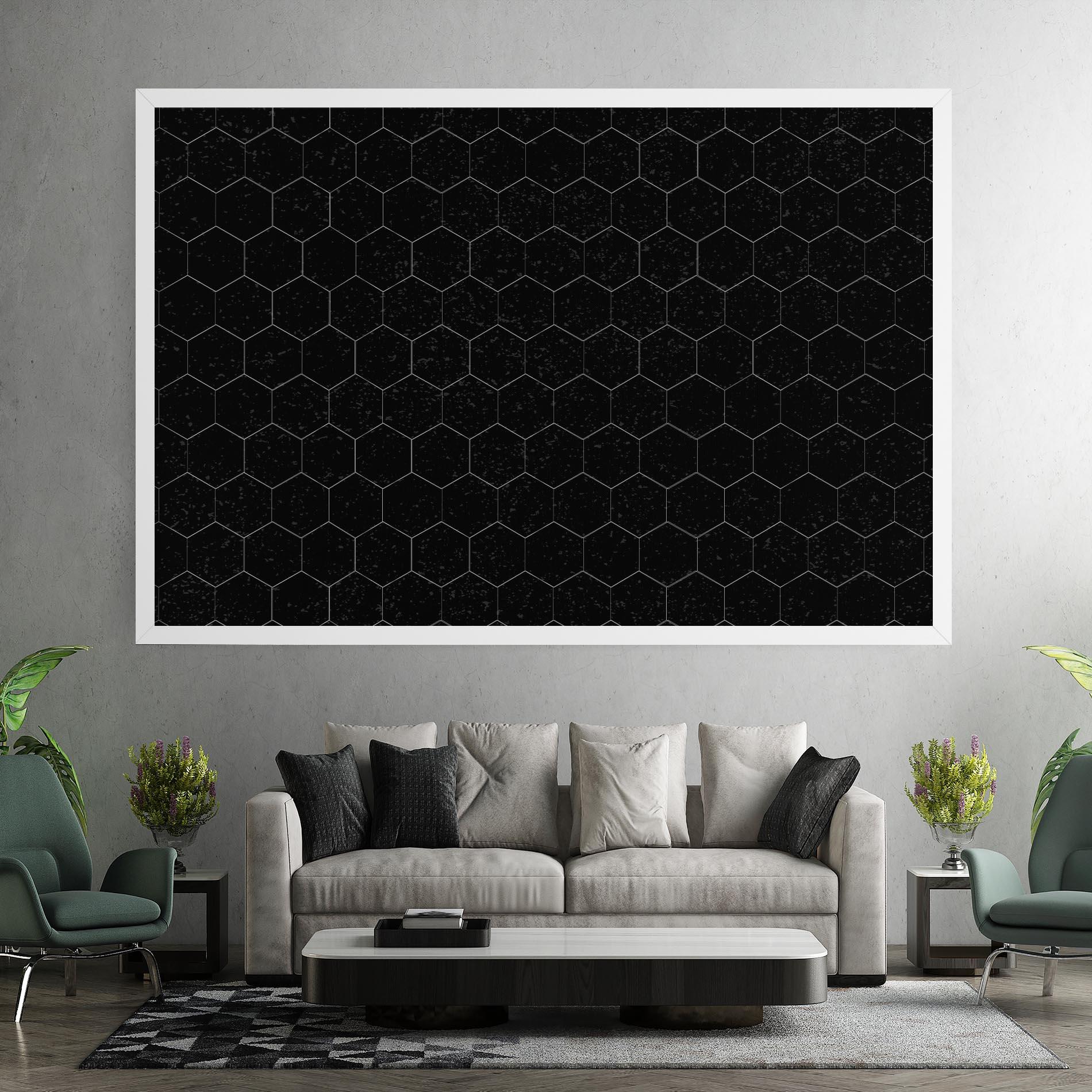 Картина на платно Black Hexagon mockup 7