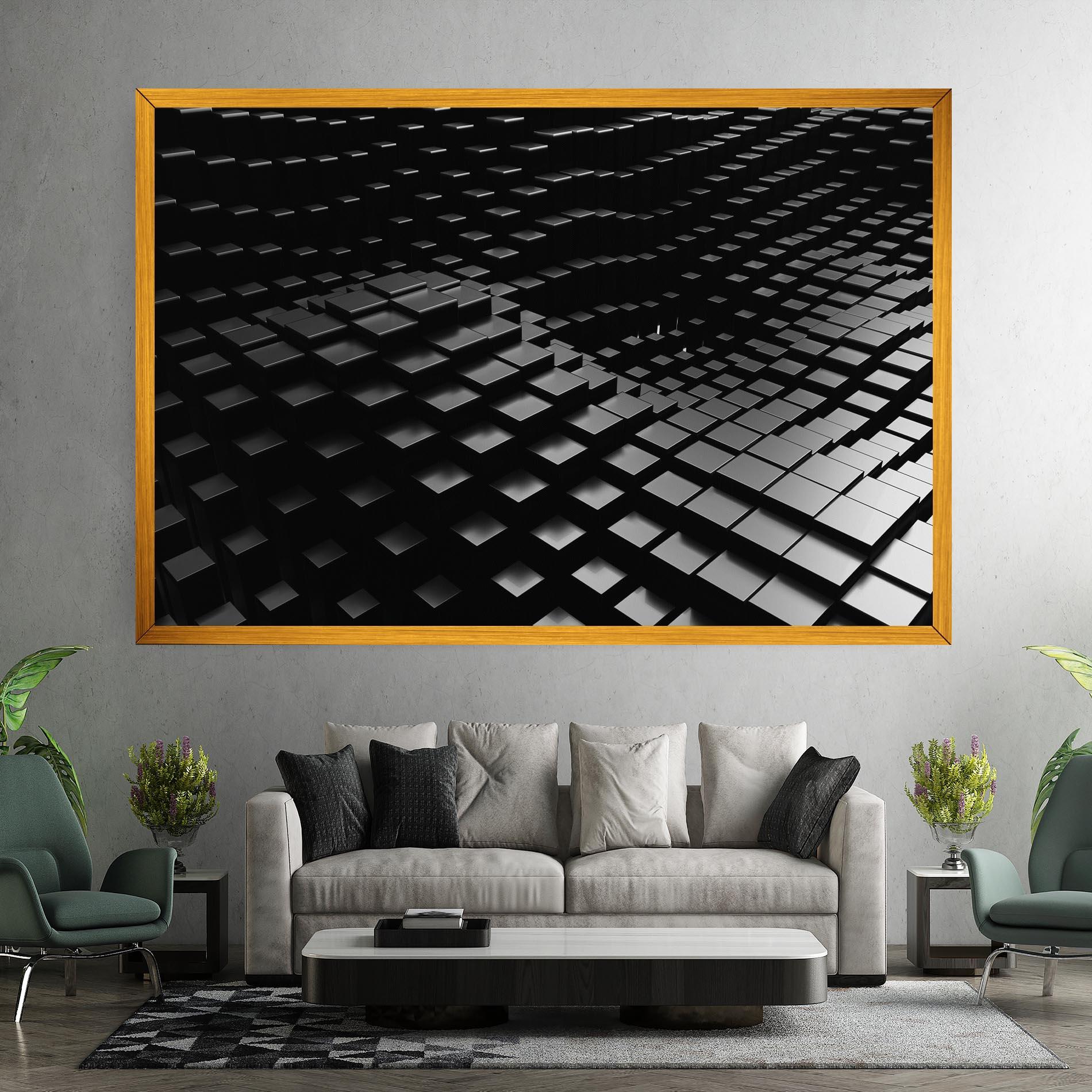 Картина на платно Black Square Wave mockup 7