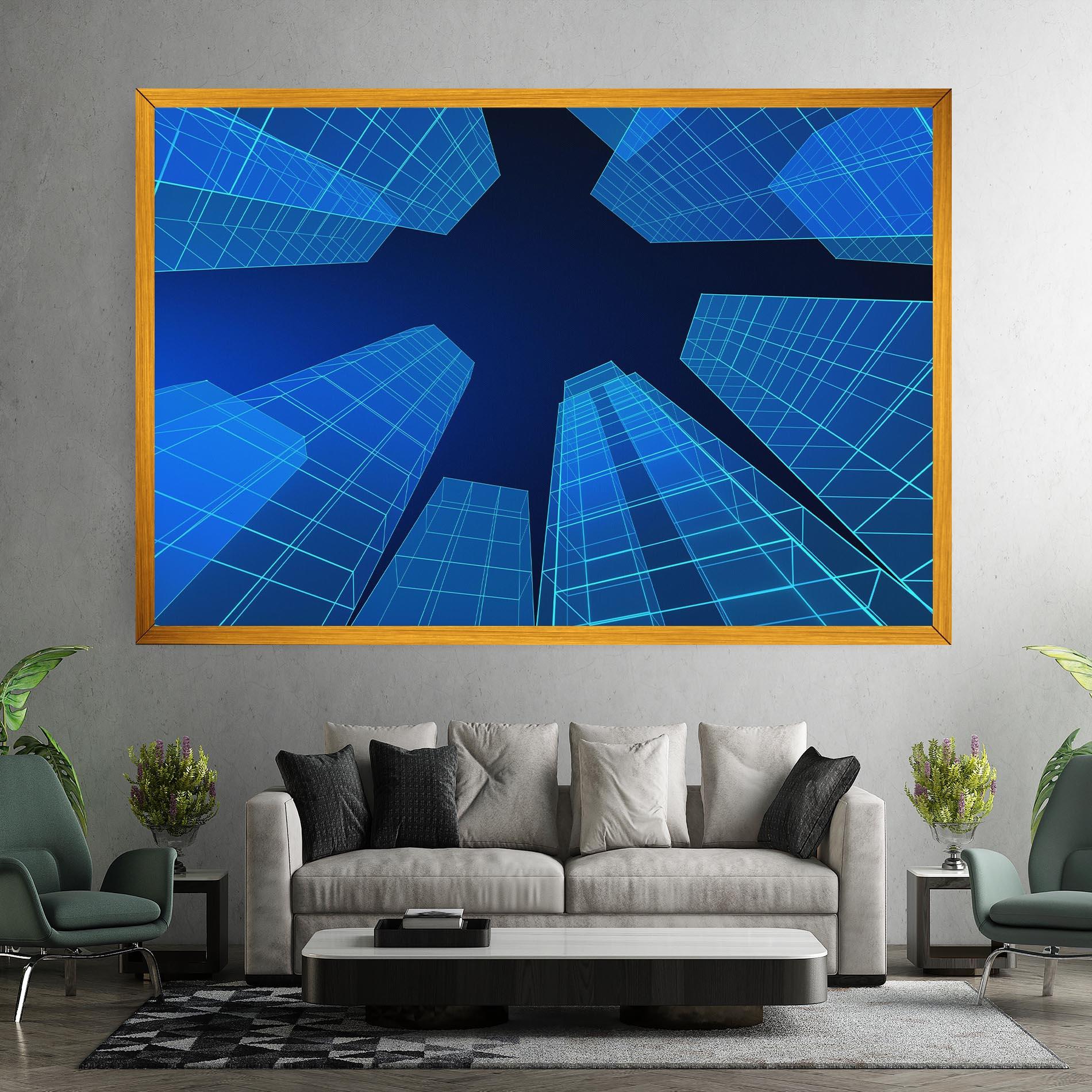 Картина на платно Blue Buildings mockup 7