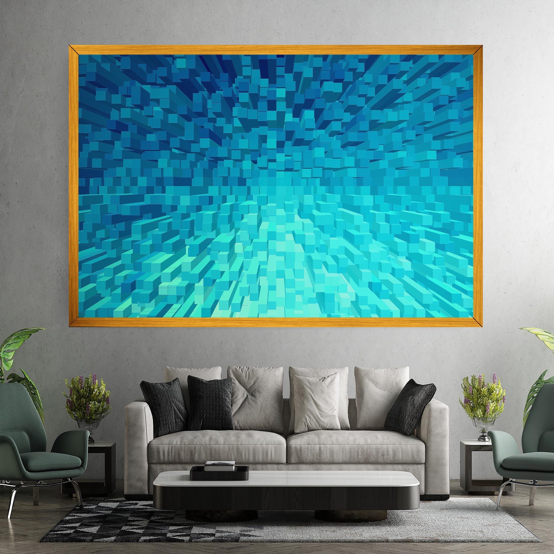 Картина на платно Blue Square Mix mockup 7