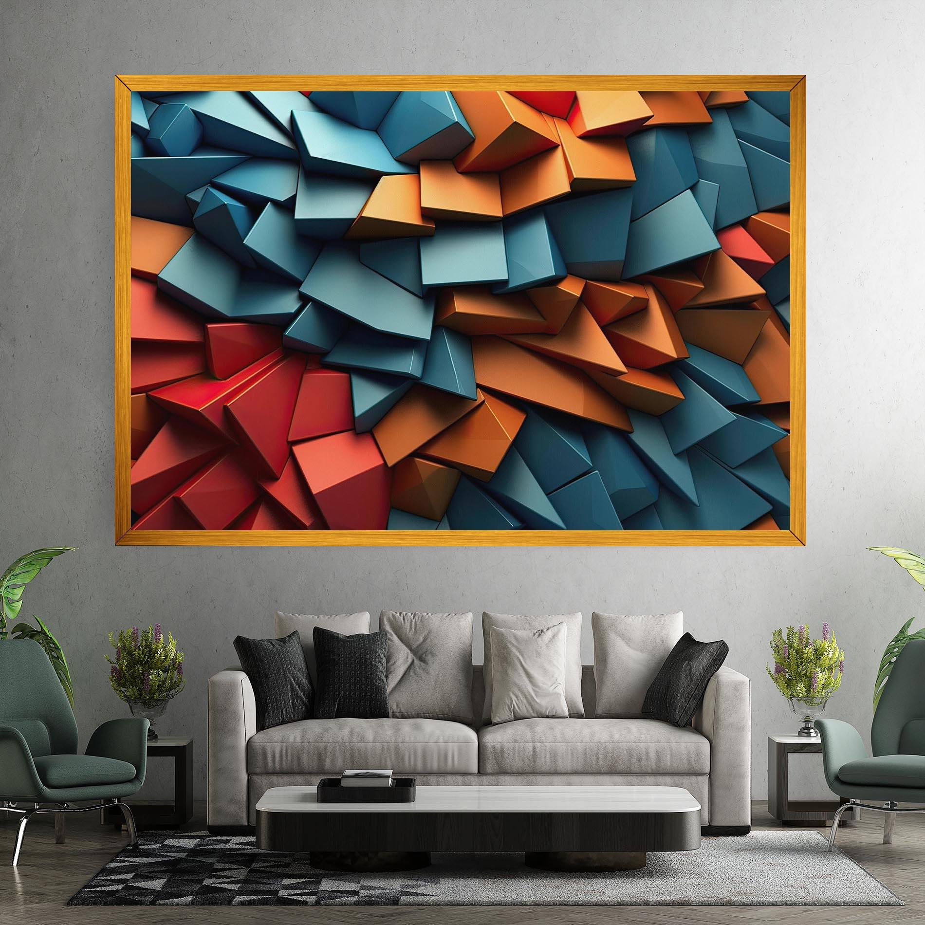 Картина на платно Multicolor Triangle mockup 7