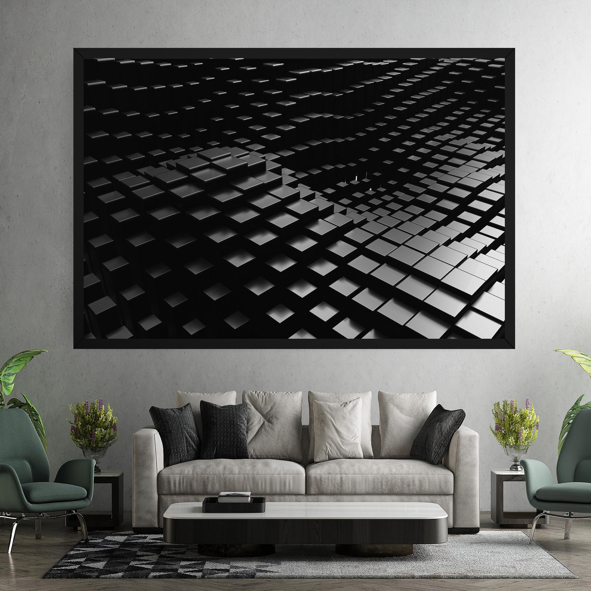Картина на платно Black Square Wave mockup 7