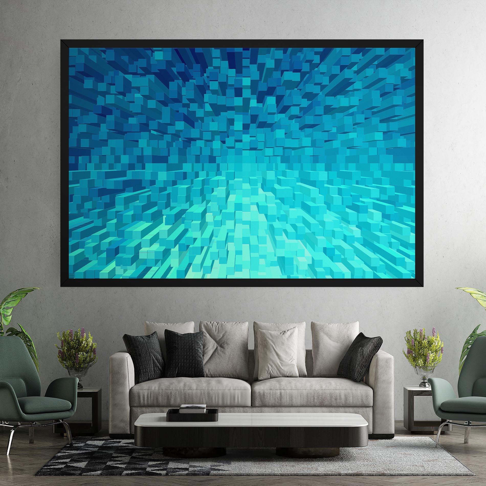 Картина на платно Blue Square Mix mockup 7