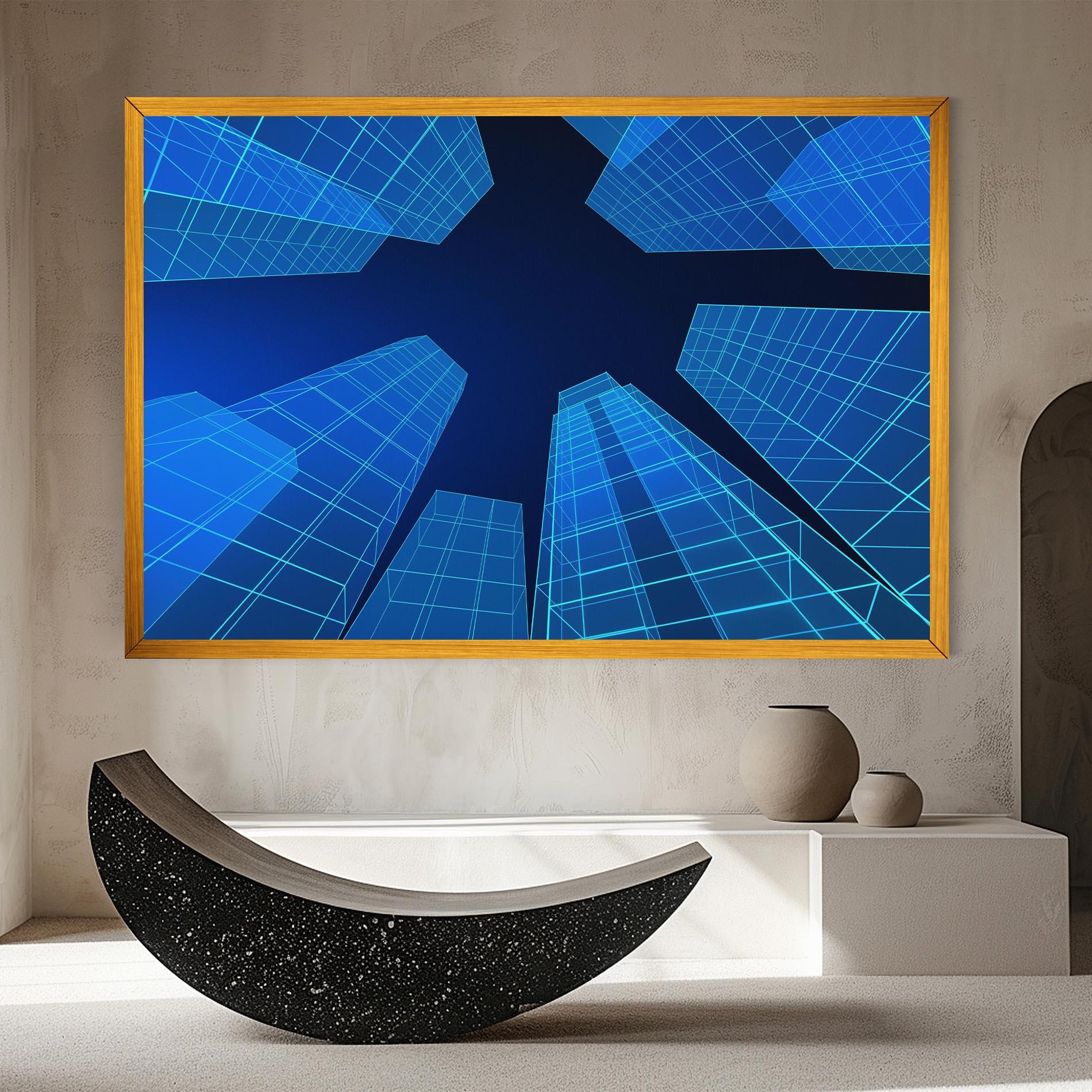 Картина на платно Blue Buildings mockup 8